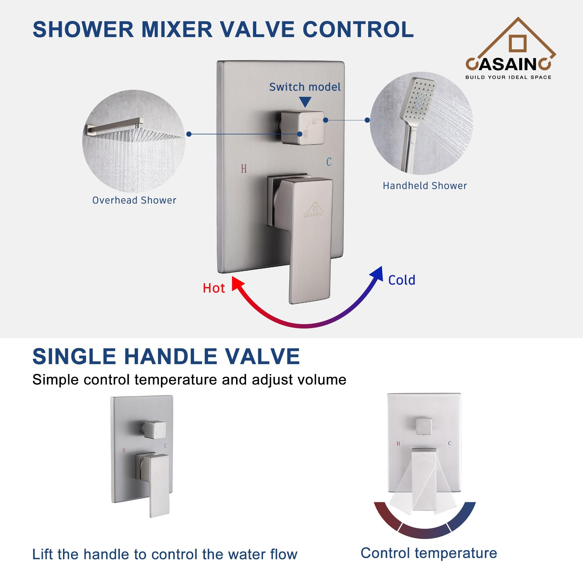 10 inch Wall Mounted Pressure Balanced Complete Shower System With 3 Setting Shower Handheld