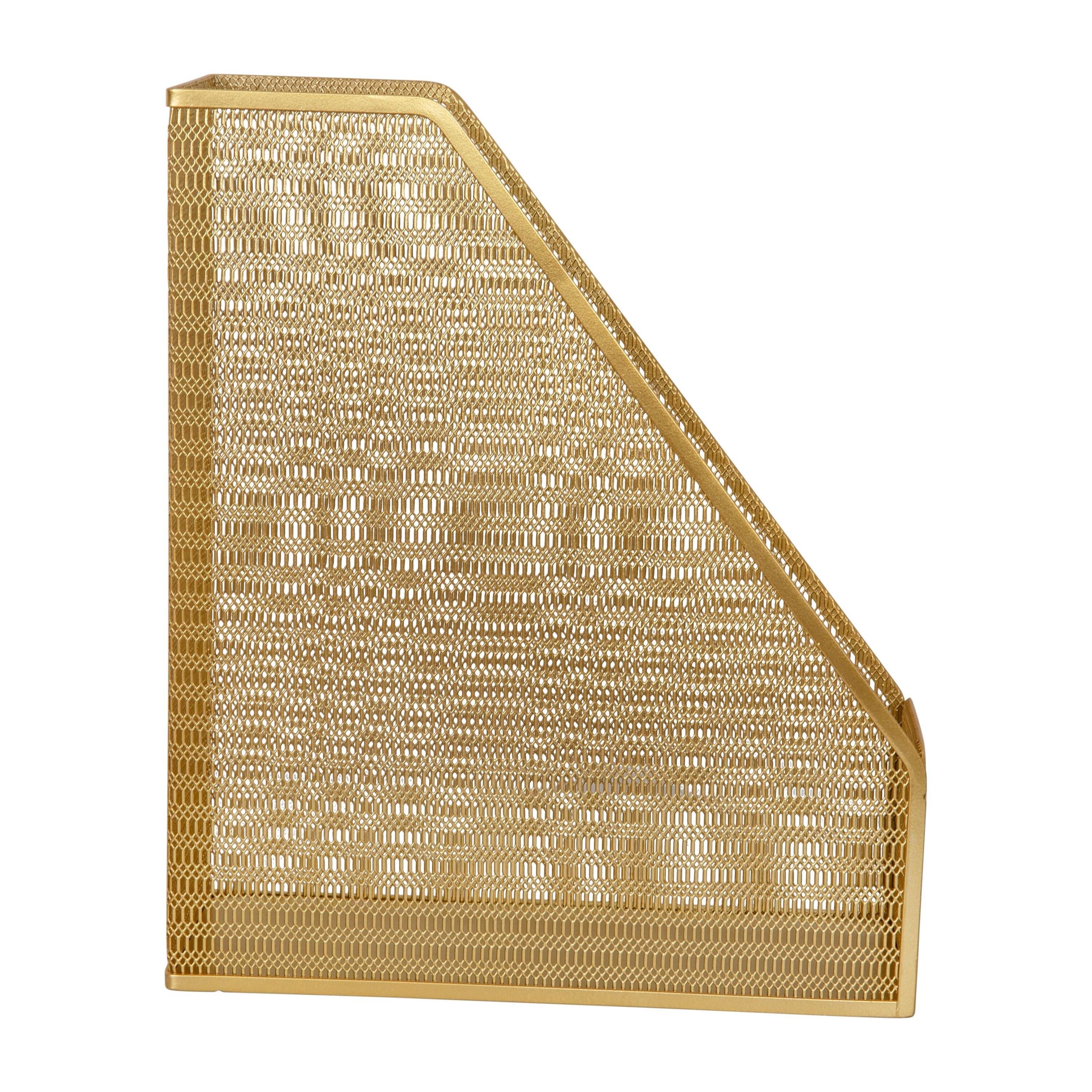 Martha Stewart Mesh Metal Single Slot Magazine File Holder Gold