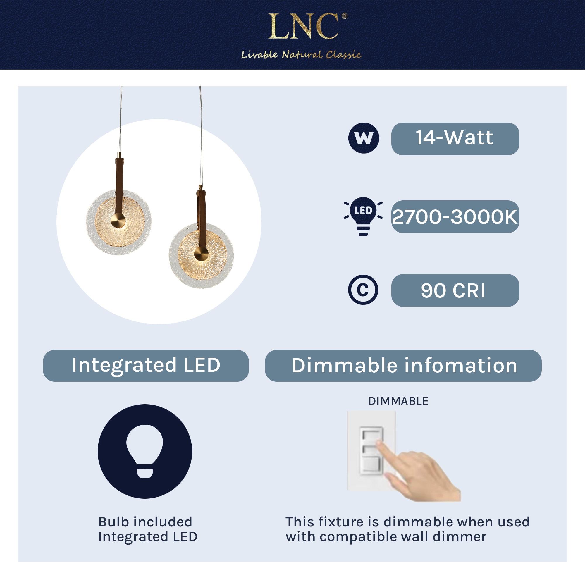 LNC Modern Gold LED 2-Light Chandelier Art Disc Design Pendant Lights for Kitchen Island Foyer