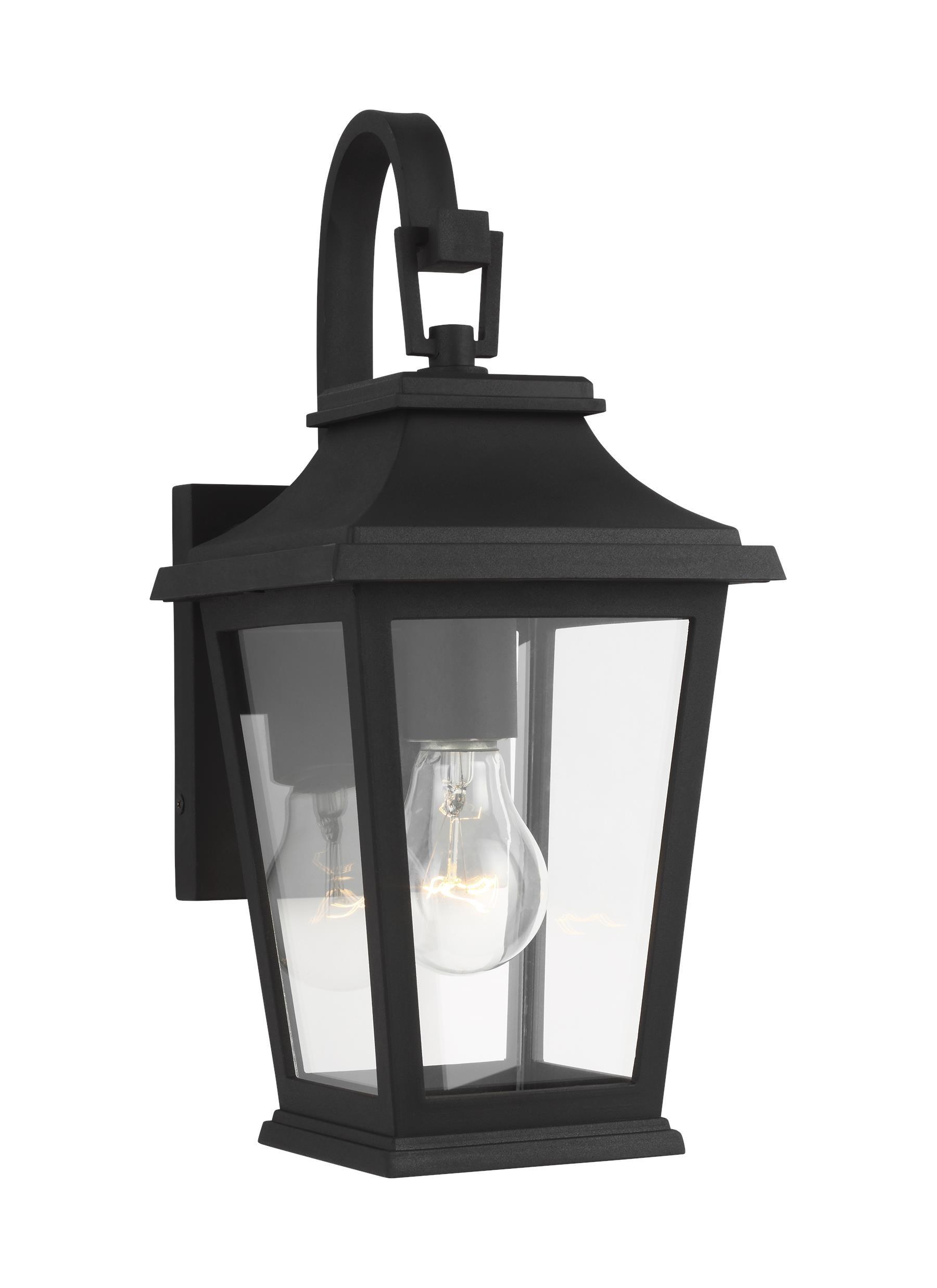 Warren Textured Black Dimmable Lantern Sconce with Clear Panels