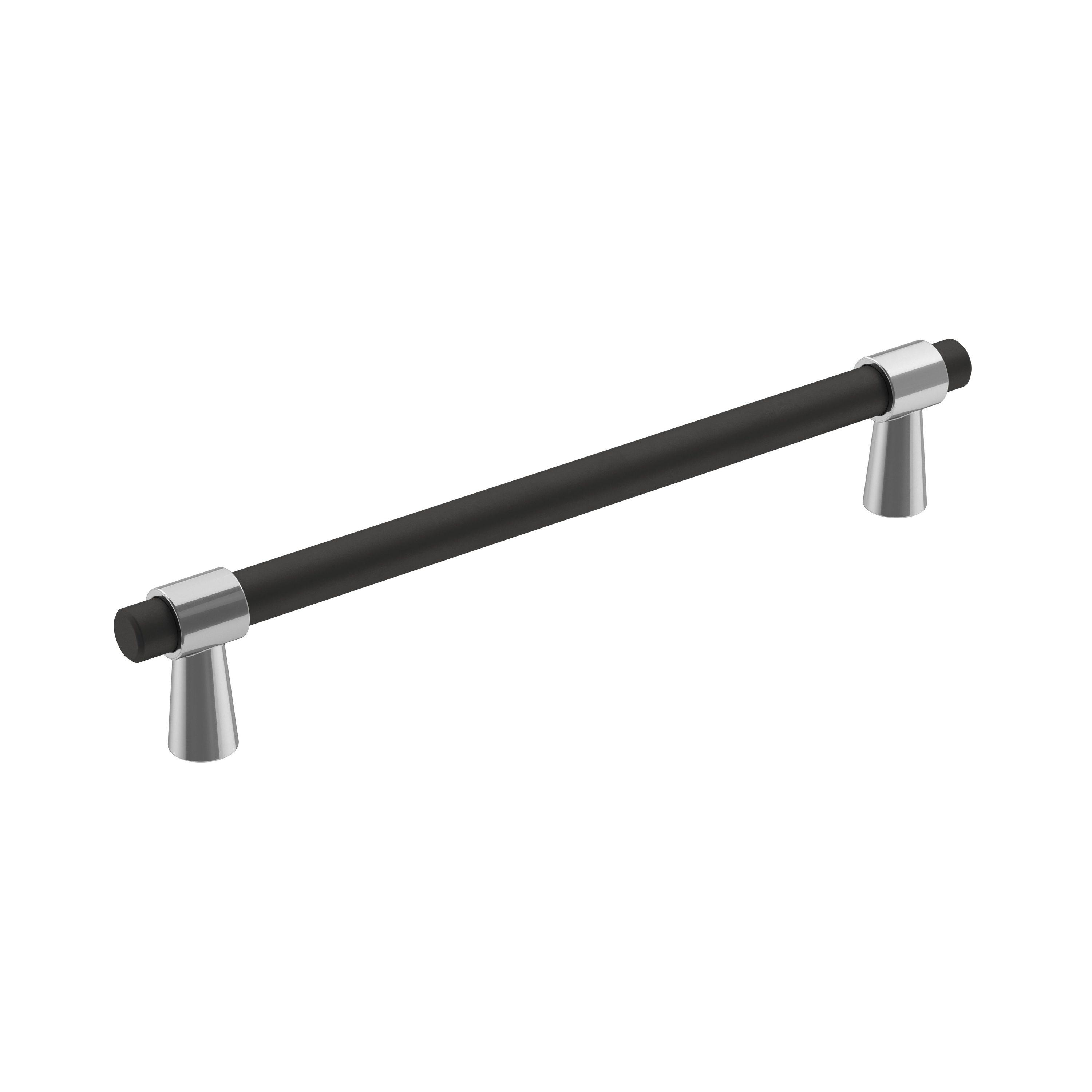 Amerock Mergence 6-5/16 inch (160mm) Center-to-Center Matte Black/Polished Chrome Cabinet Pull