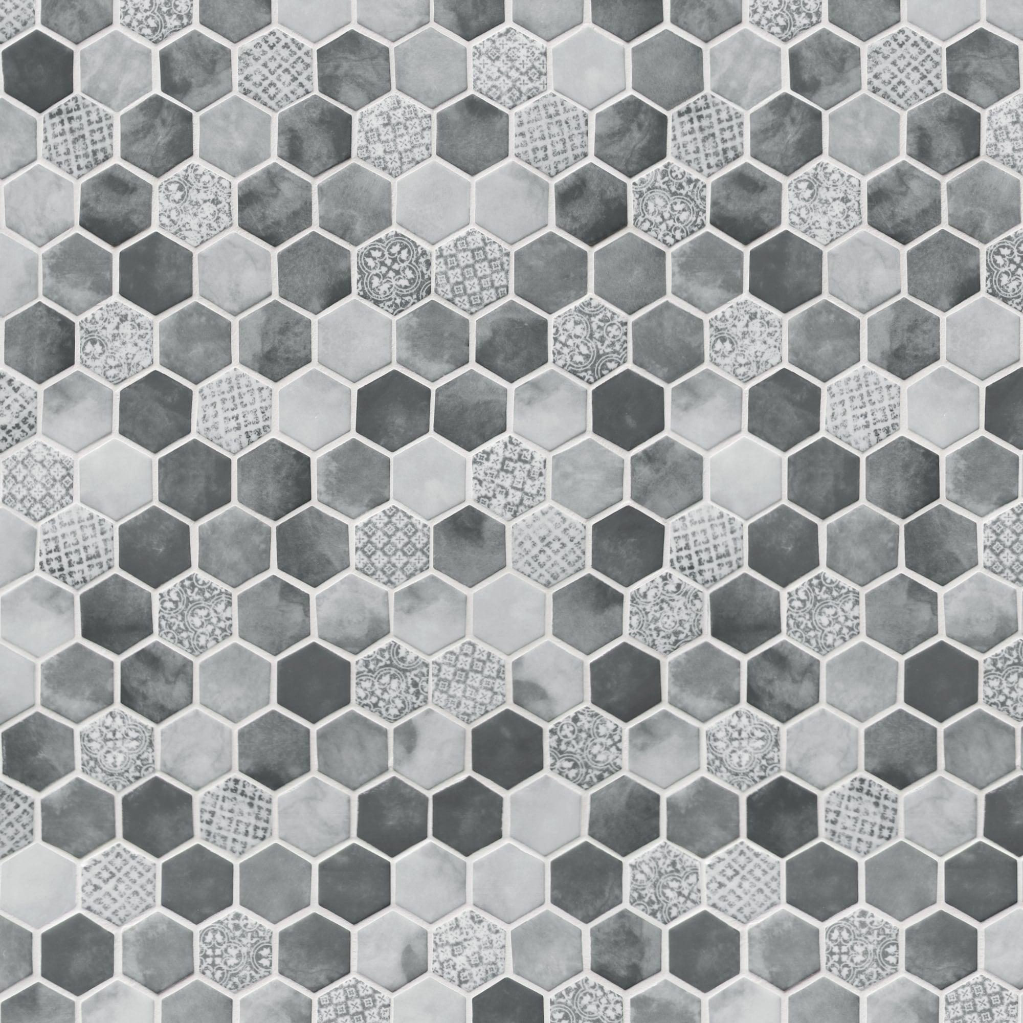 Sunwings 11.7" x 10.2" Recycled Glass Honeycomb Wall & Floor Tile
