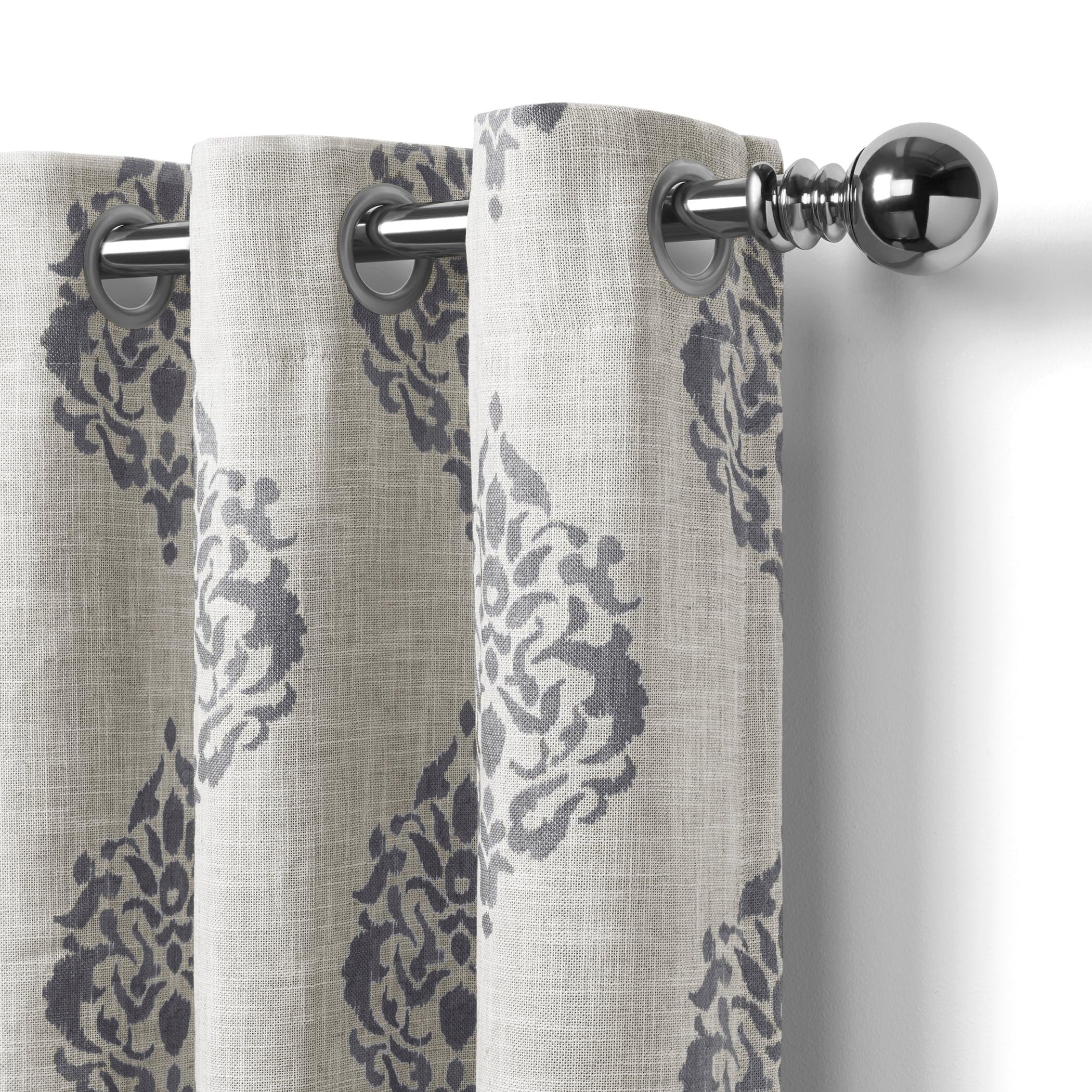 Navara Medallion Room Darkening Single Window Curtain Panel - 52" x 95" - Gray - Elrene Home Fashions