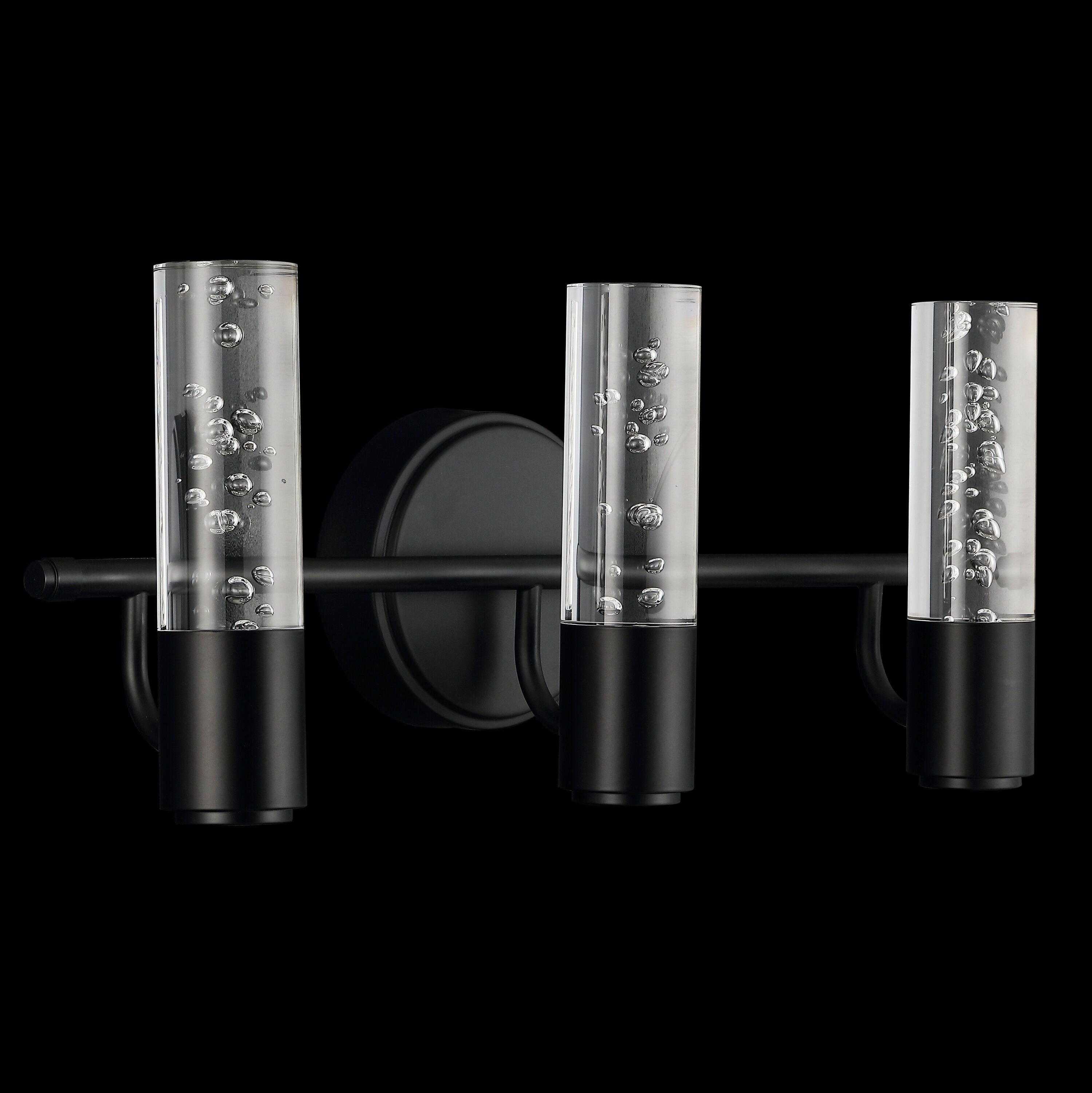 Bolha 18" 3-Light Minimalist Modern Bubble Acrylic/Iron Integrated LED Vanity Light, Black
