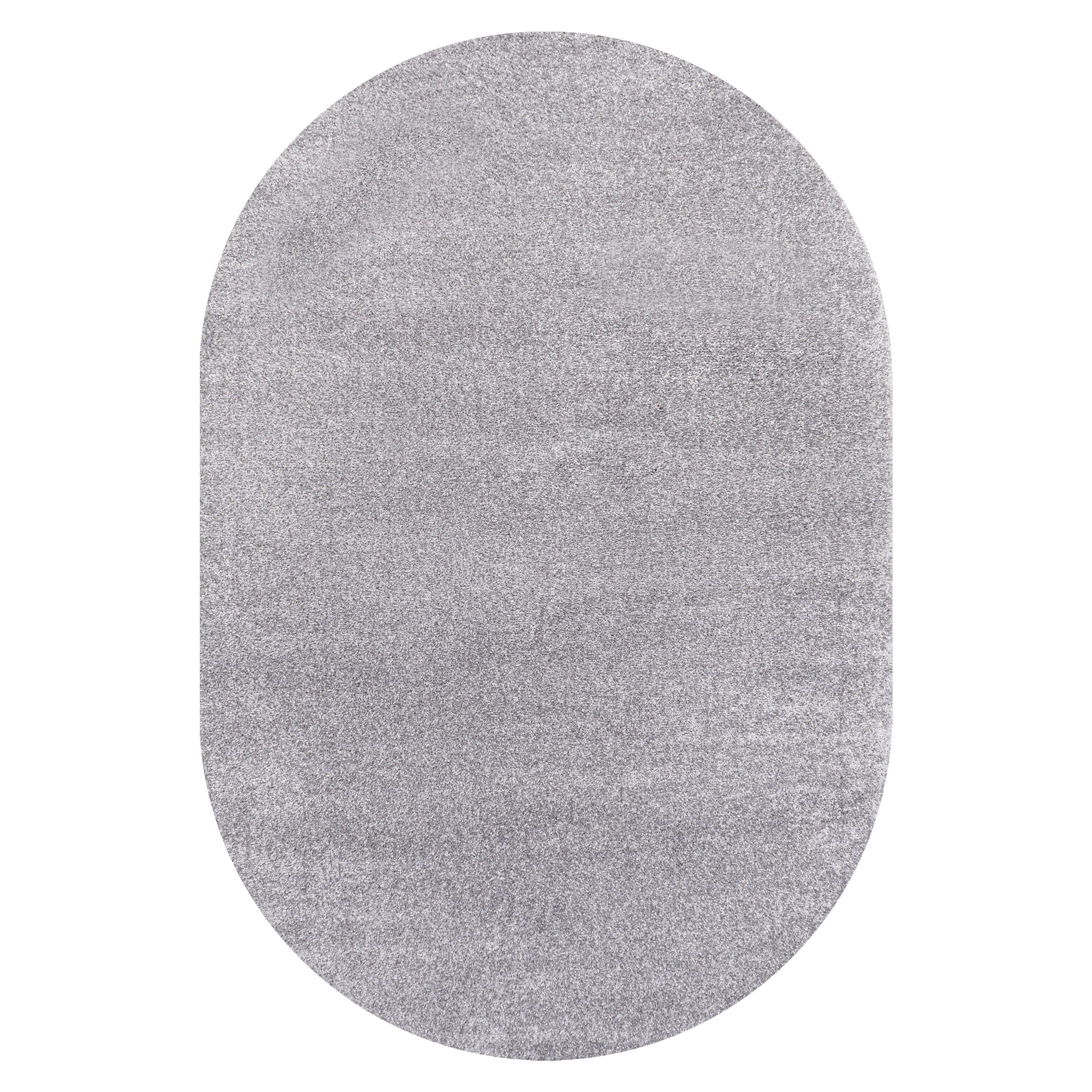 3'x5'Oval  Haze Solid Low-Pile, Gray - JONATHAN Y