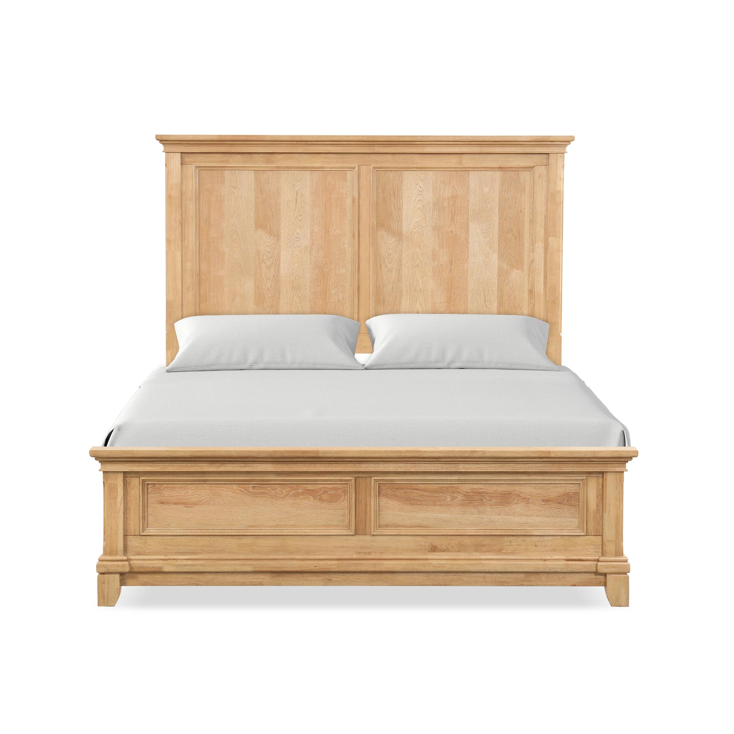 Furniture of America Stratford Solid Wood Queen Panel Bed, Natural Oak