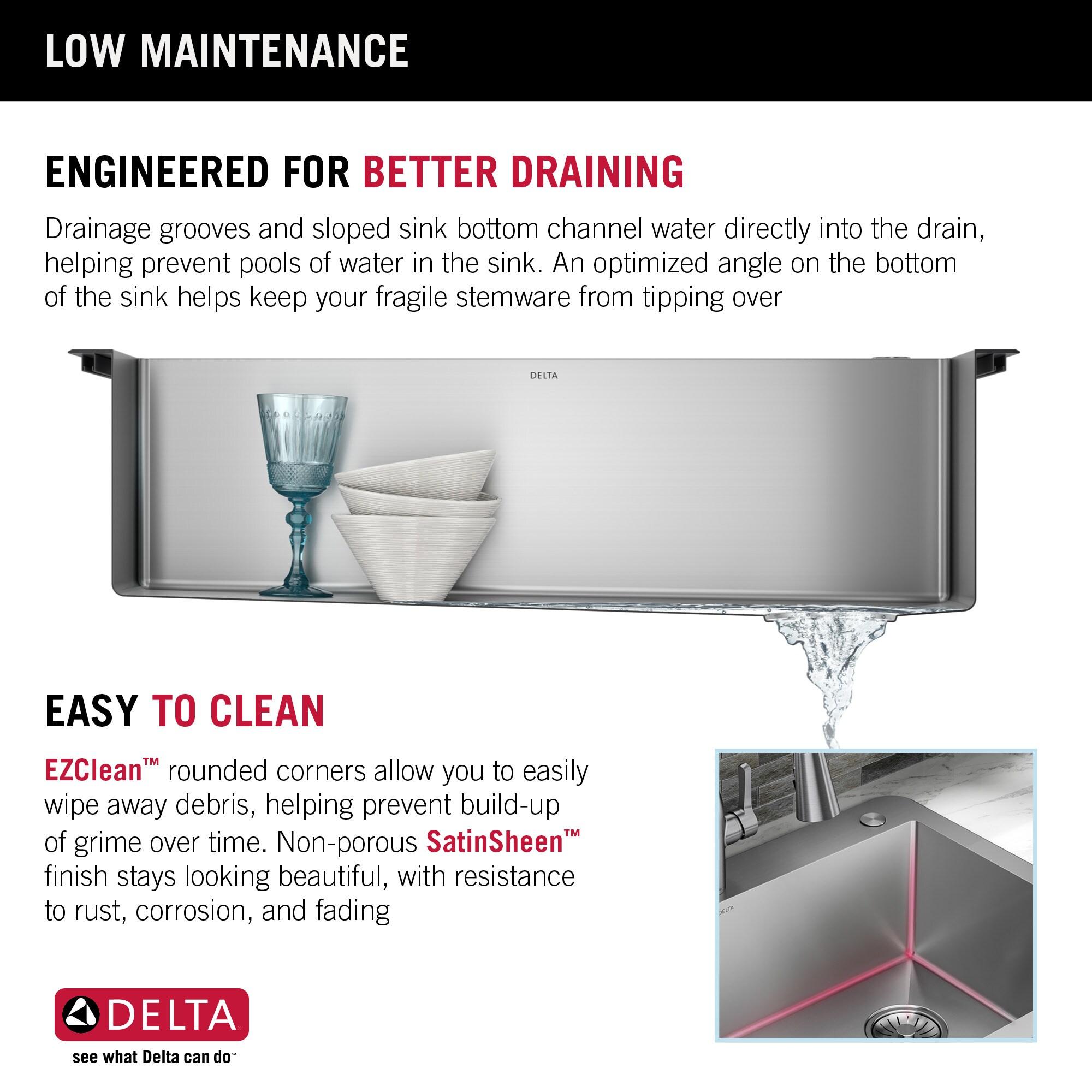 Delta Marca™ Drop-In Undermount Stainless Steel Single Bowl Kitchen Sink with Accessories