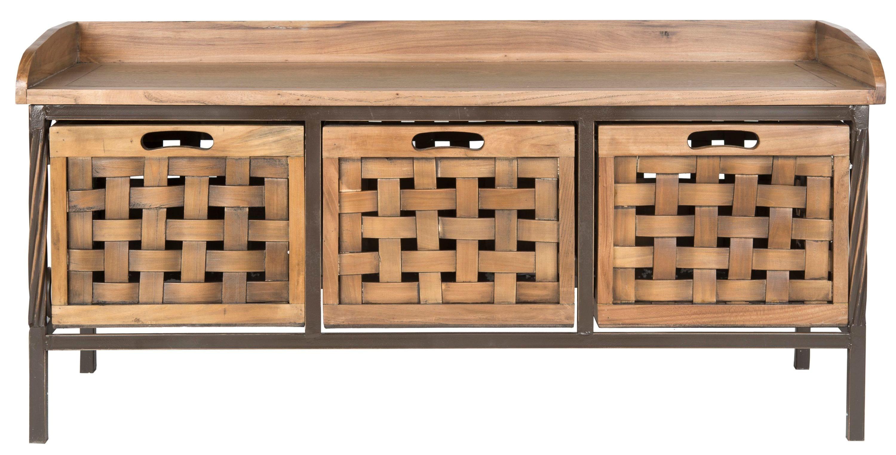 Isaac Wooden Storage Bench - AMH6530 - Oak - Safavieh Couture