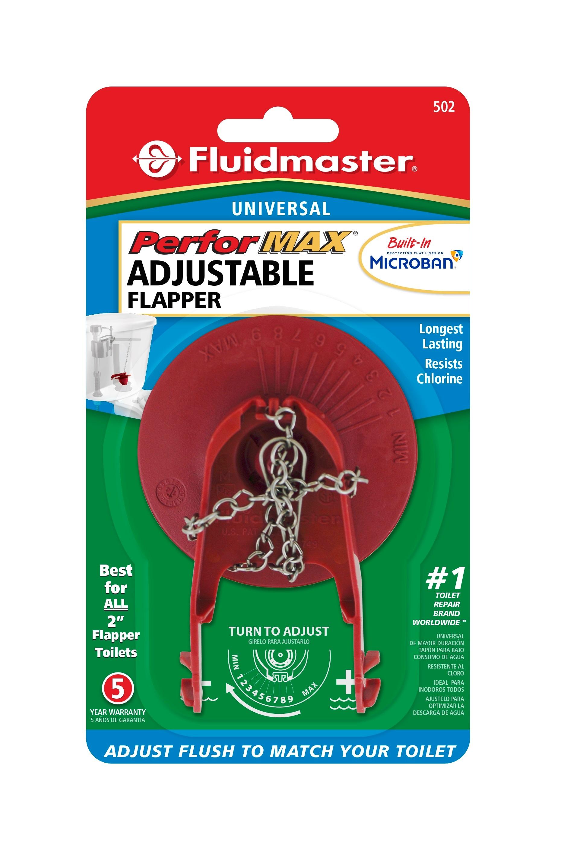 Fluidmaster 502 PerforMAX Universal High Performance, Water-Saving 2" Flapper, New, Rubber, 6 in Height, 0.11 lb.