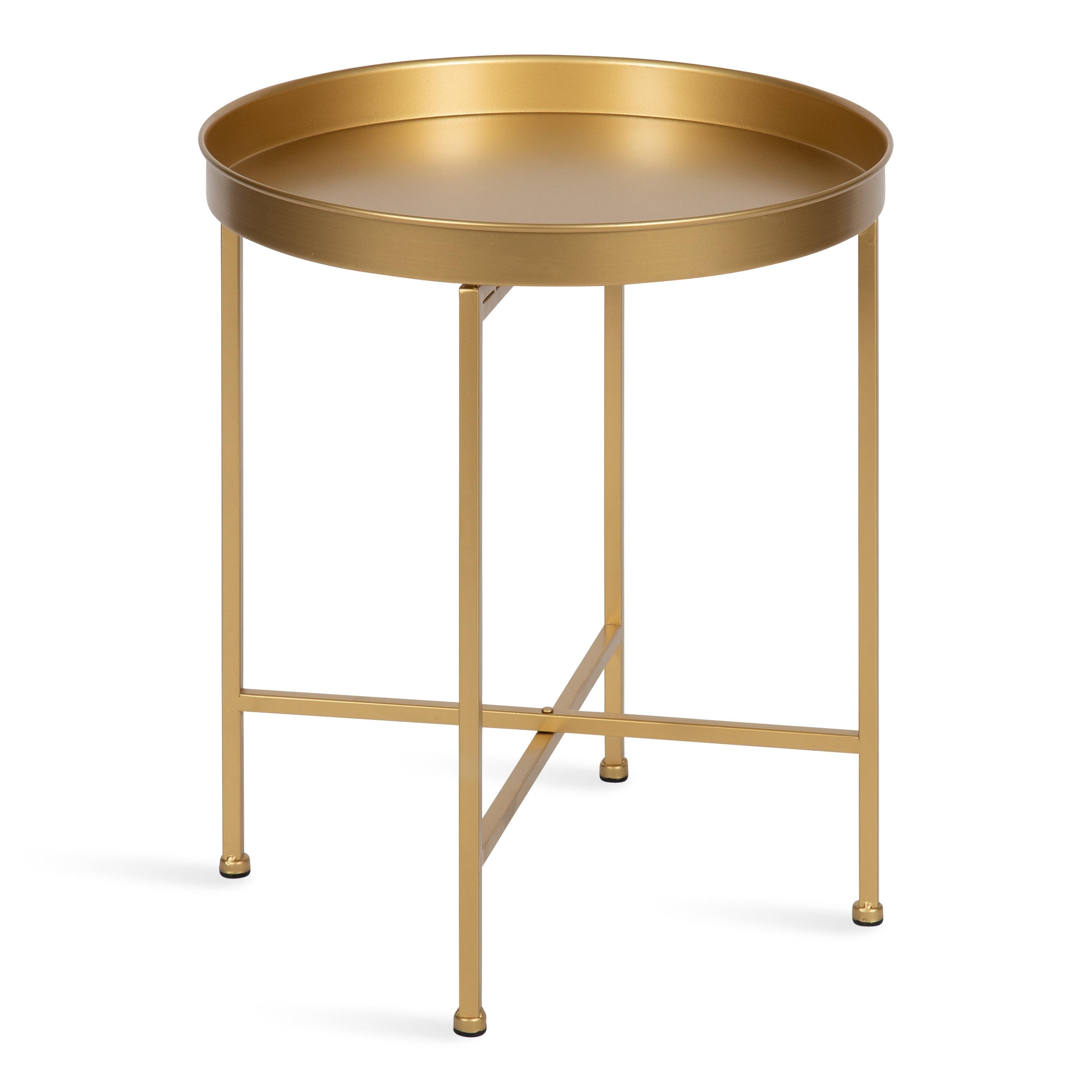 Kate and Laurel Celia Round Metal Side Table, 18.25x18.25x22, Gold