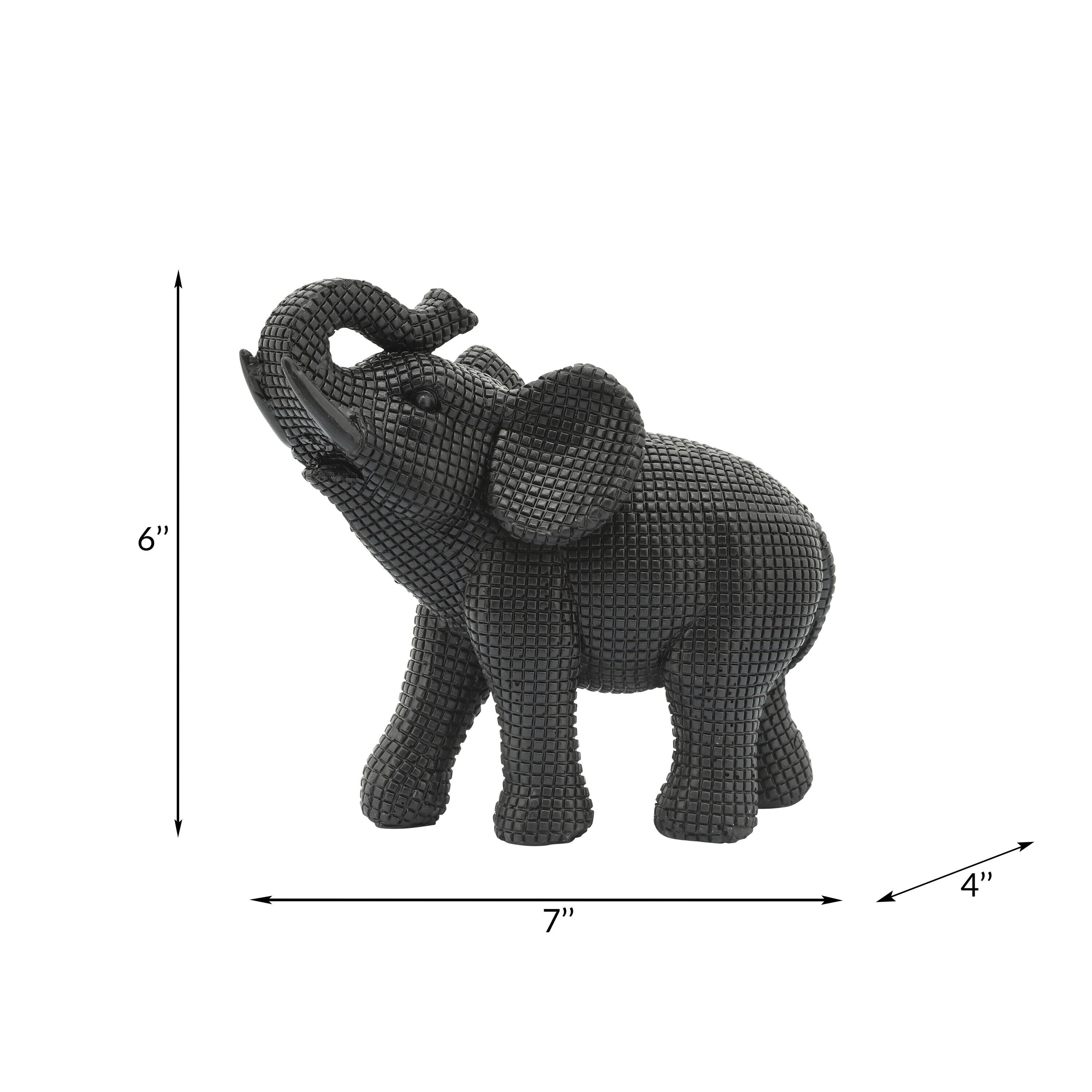 Sagebrook Home 7" Elephant Sculpture - Decorative Polyresin Black Elephant Statue For Home Decor - Table Accent, Desktop Figurine, Creative Home or