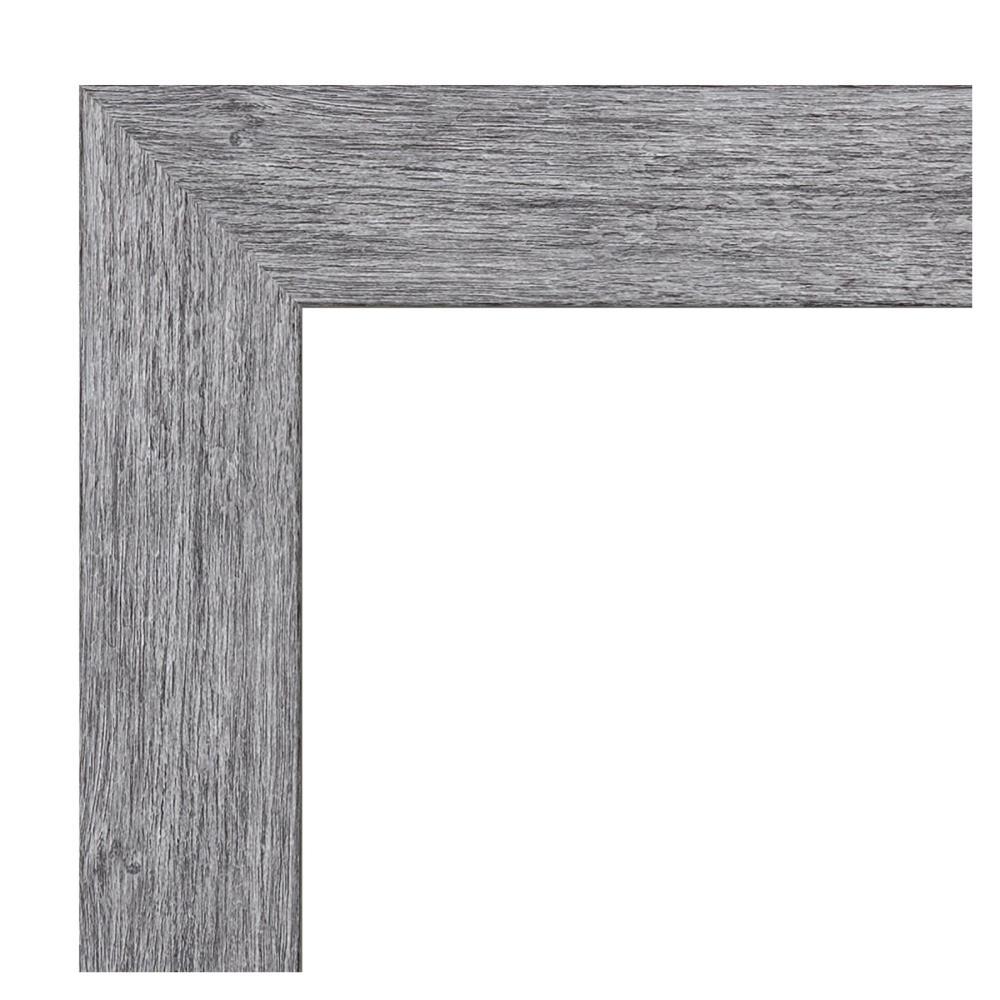 Amanti Art Beveled Bathroom Wall Mirror - Bark Rustic Char Frame Bark Rustic Grey Outer Size: 21 x 25 in Silver, Brown, Grey