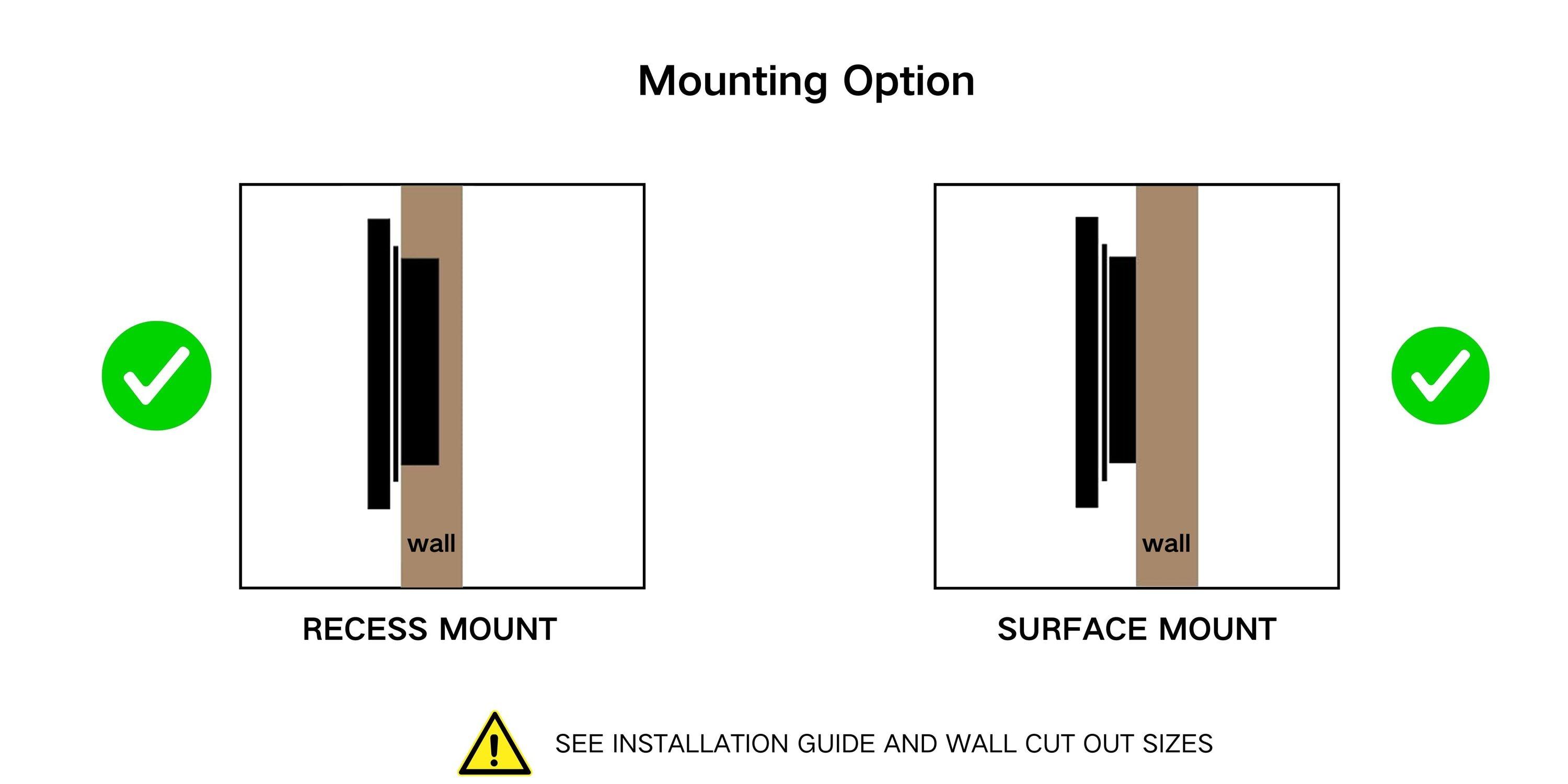 TEHOME Gold Surface and Recessed Mount Rectangular Stainless Steel Metal Framed Bathroom Medicine Cabinet with Mirror, 22'' W x 30'' H