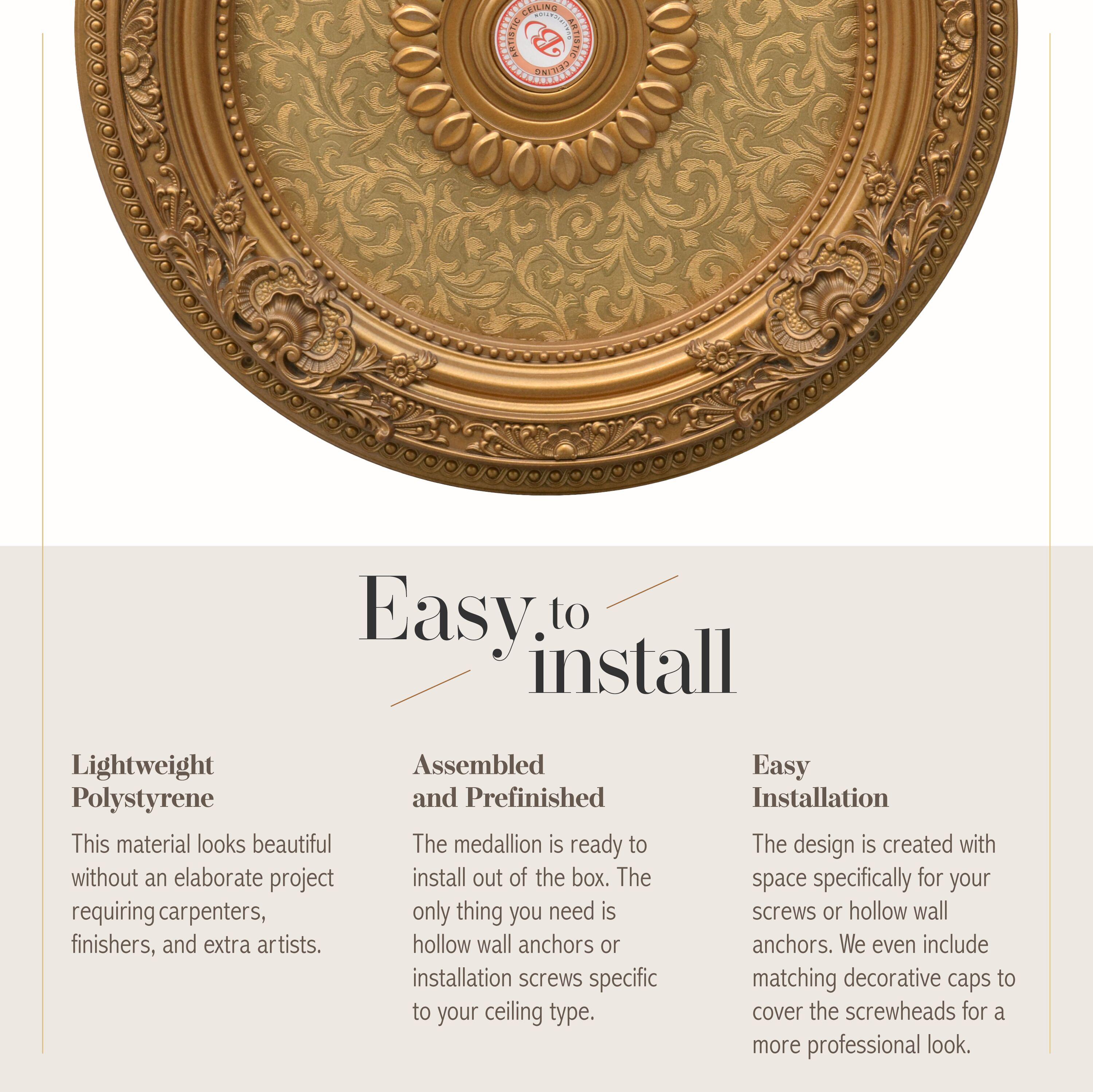 AFD Home 12020503 36 in. Round Chandelier Ceiling Medallion - Gold