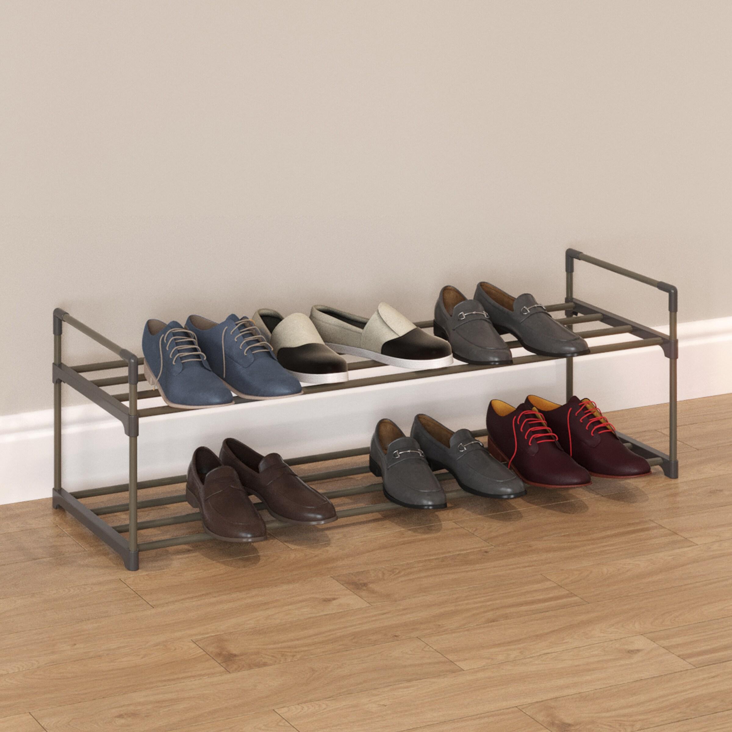 Hastings Home 12-Pair Freestanding 2-Tier Shoe Storage Rack – Black