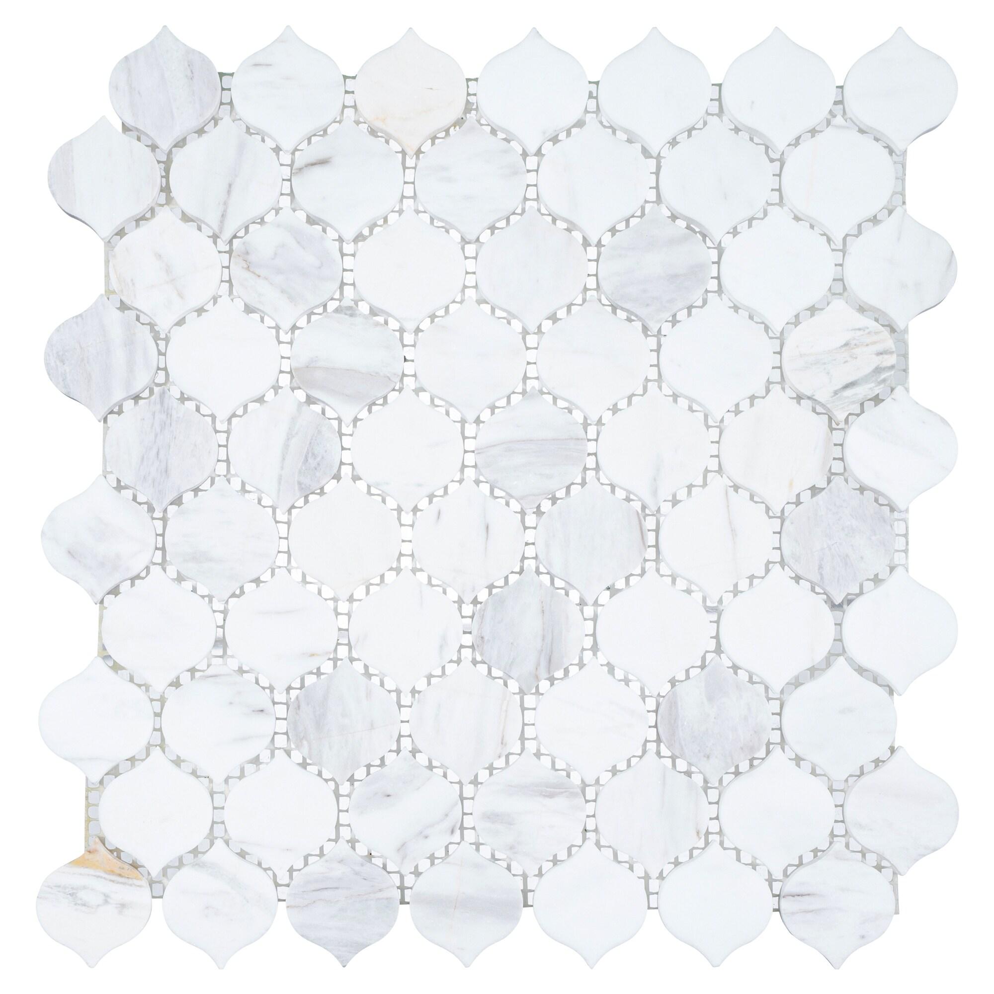 Dayberry 1.5" Marble Arabesque Mosaic Kitchen Backsplash, Bathroom, Shower, Pool, Wall and Floor Tile