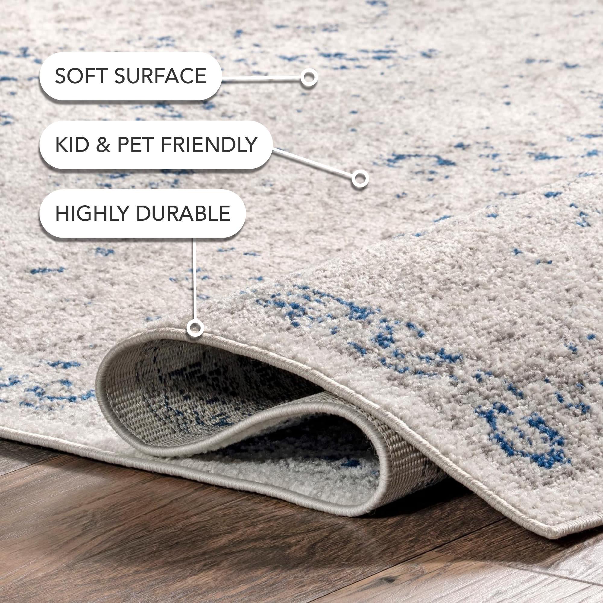 Nuloom Minta Medallion 2x3 Accent Indoor Area Rug for Living Room Bedroom Dining Room Entryway Kitchen, Blue/Off White