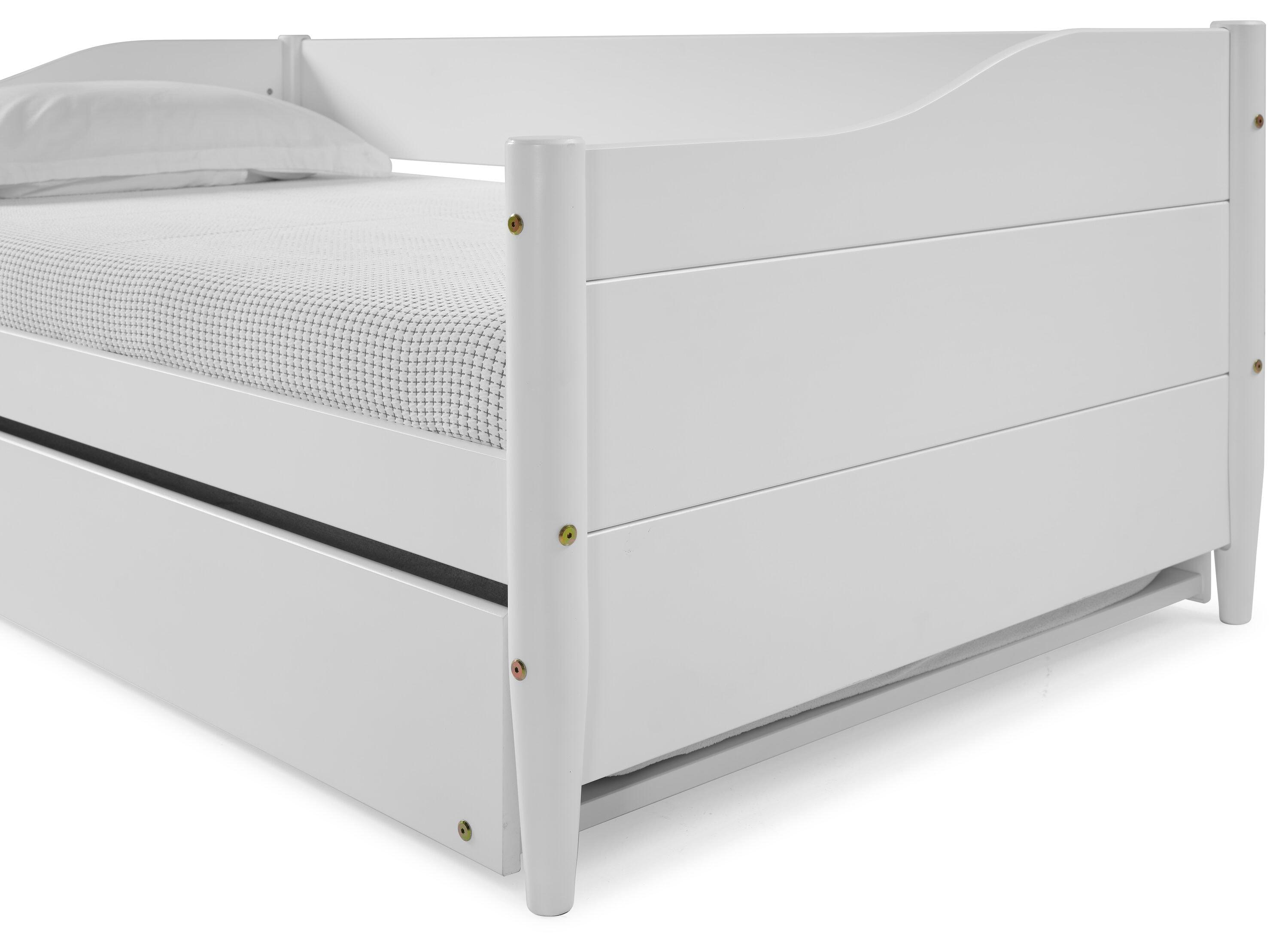 Mid Century Classic Twin Size Day Bed with Trundle White Finish
