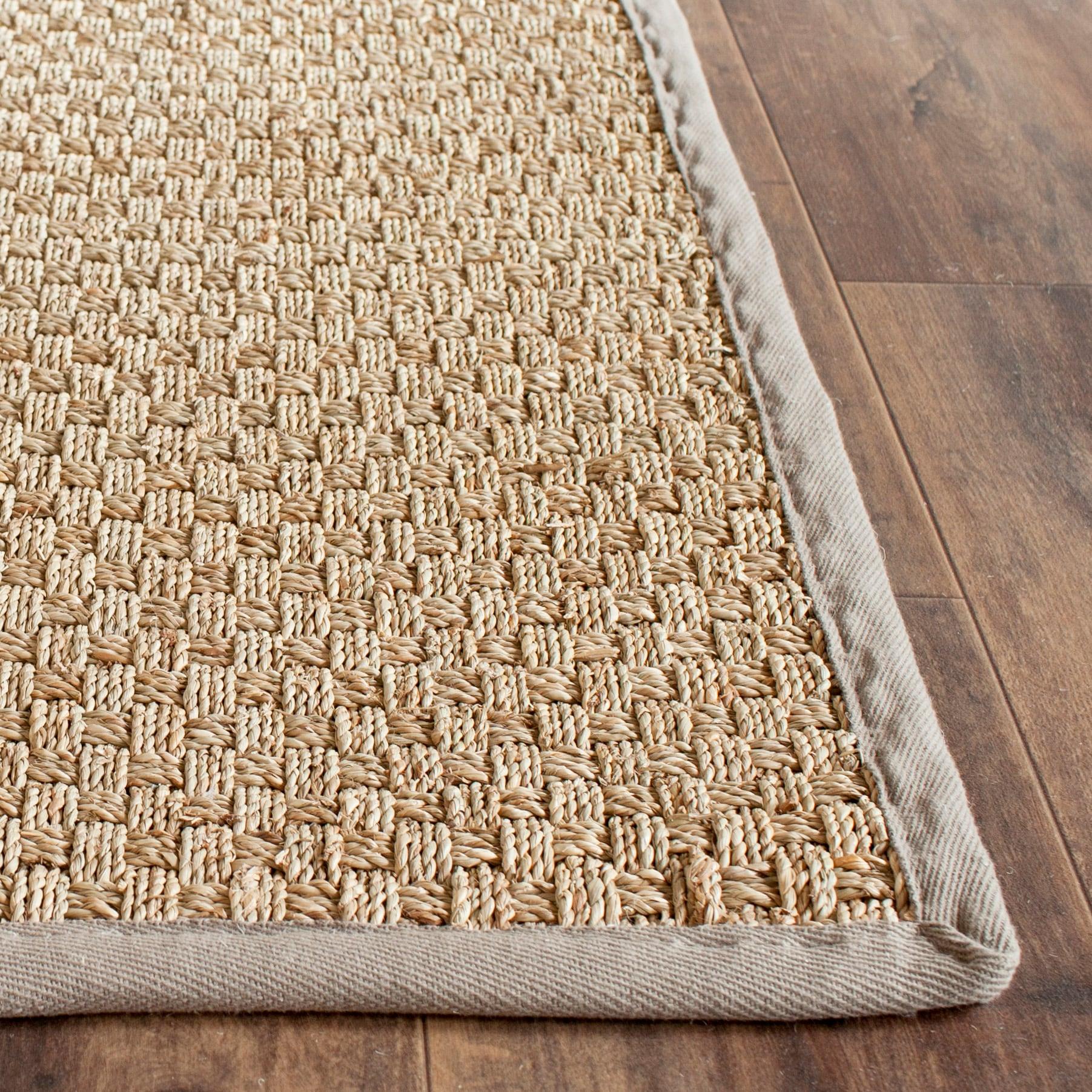 SAFAVIEH Natural Fiber Arbor Border Area Rug, Natural/Grey, 7' x 7' Square