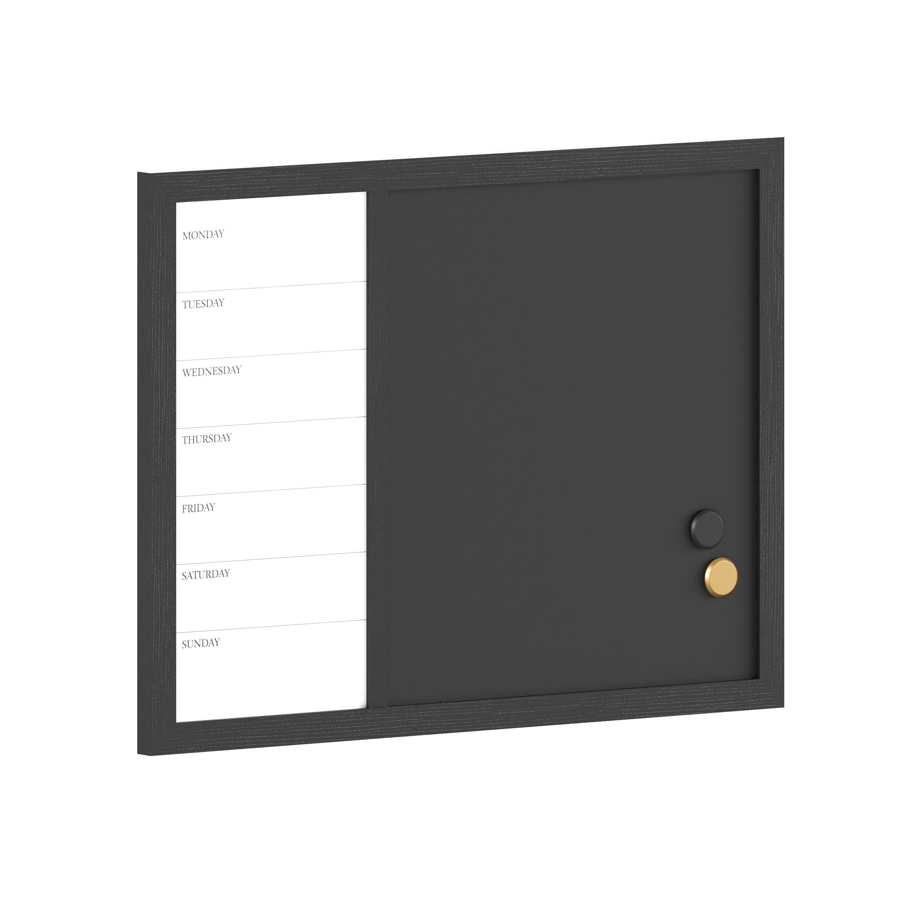 Thomas Martha Stewart Magnetic Weekly Calendar Dry Erase Board and Chalk Board with Liquid Chalk Marker