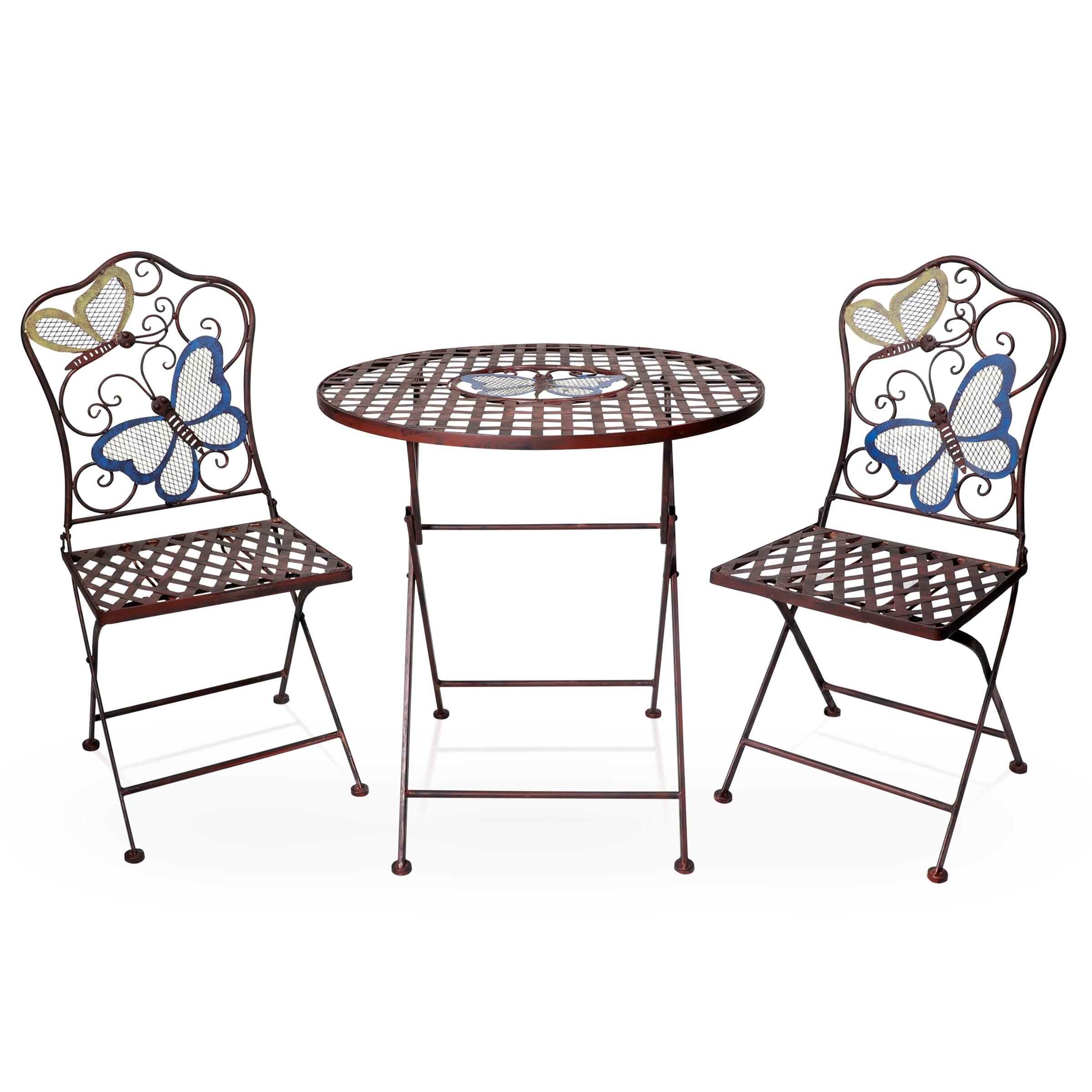 Alpine Corporation Butterfly Outdoor Patio Bistro Set, Metal 3-Piece Set, Bronze