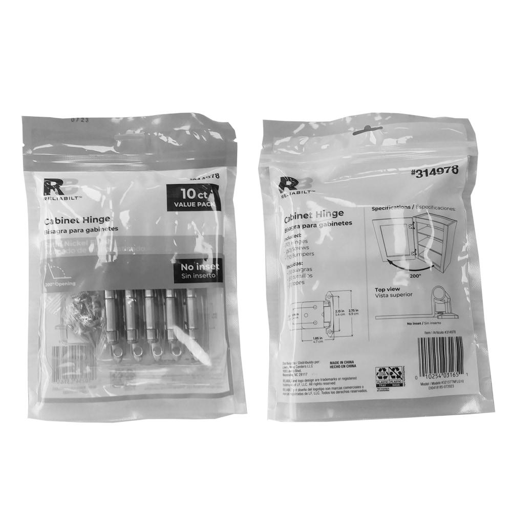 RELIABILT 200-Degree Adjustable Overlay Overlay Surface Self-Closing Satin nickel Cabinet Hinge , 5 Pairs ( 10 -Pieces)