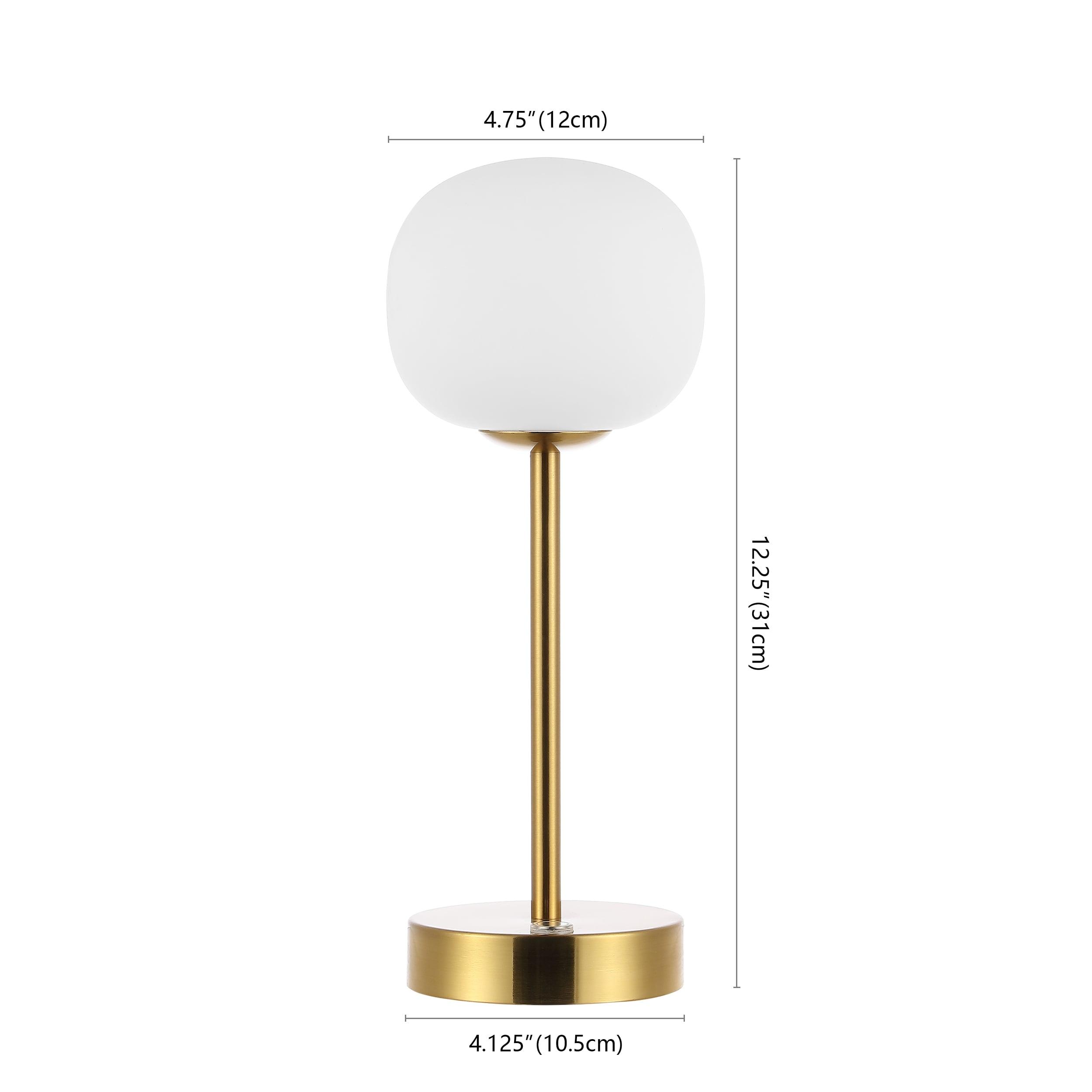 JONATHAN Y JYL7108C Natalia 12.25" Modern Minimalist Iron Rechargeable Integrated Portable LED Table Lamp, Coastal, Contemporary for living room, dinning room, bedroom, Brass Gold/White