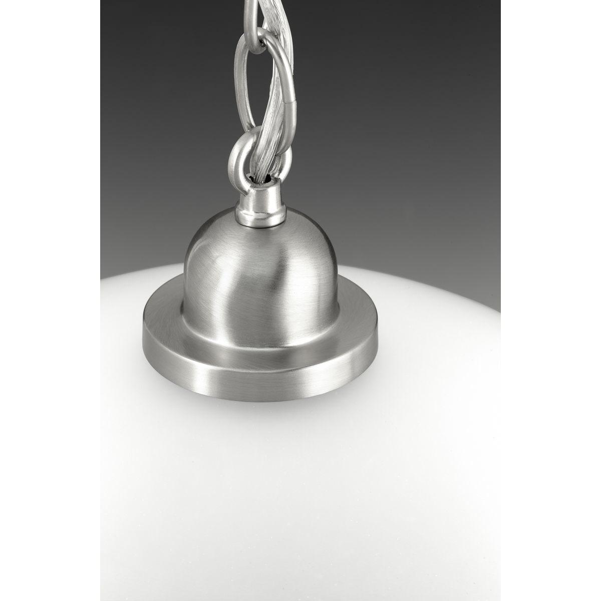 Progress Lighting, Classic Collection, 1-Light Pendant, Brushed Nickel, Etched Glass Shade