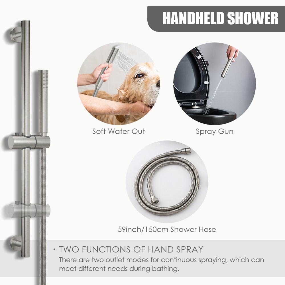 CASAINC 3-Function 12 Inch Temperature Digital Display Shower System With 2-Setting Slider Bar Handheld And 4Pcs Body Jets BR01009SX12BN