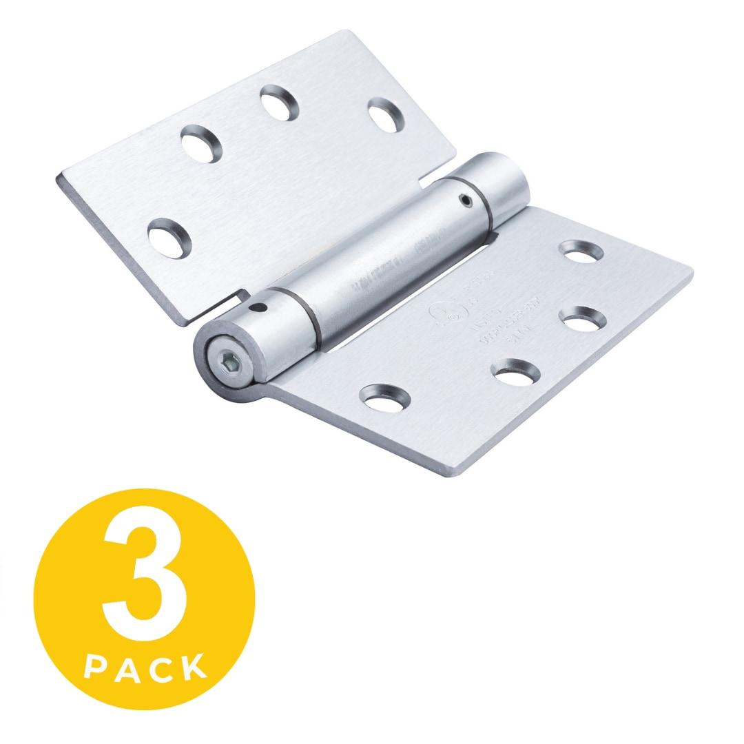 Global Door Controls 4.5" x 4.5" in Satin Chrome Steel Spring Hinge (Set of 3)