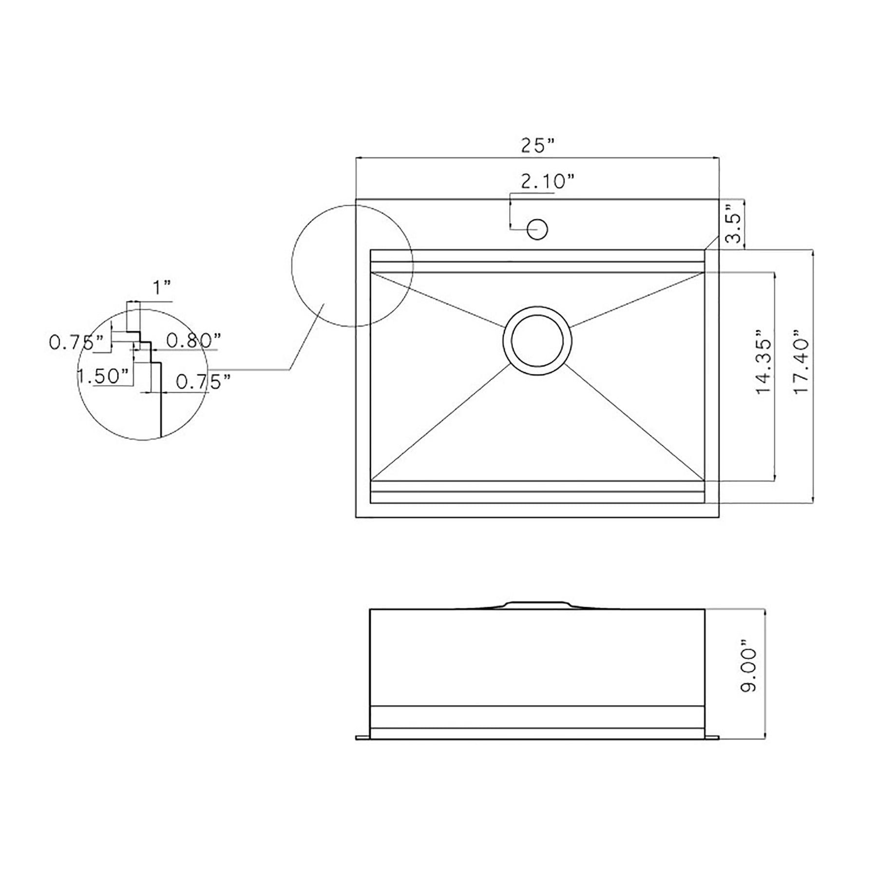 Drop-In 25-in x 22-in Brushed Stainless Steel Single Bowl 1-Hole Workstation Kitchen Sink