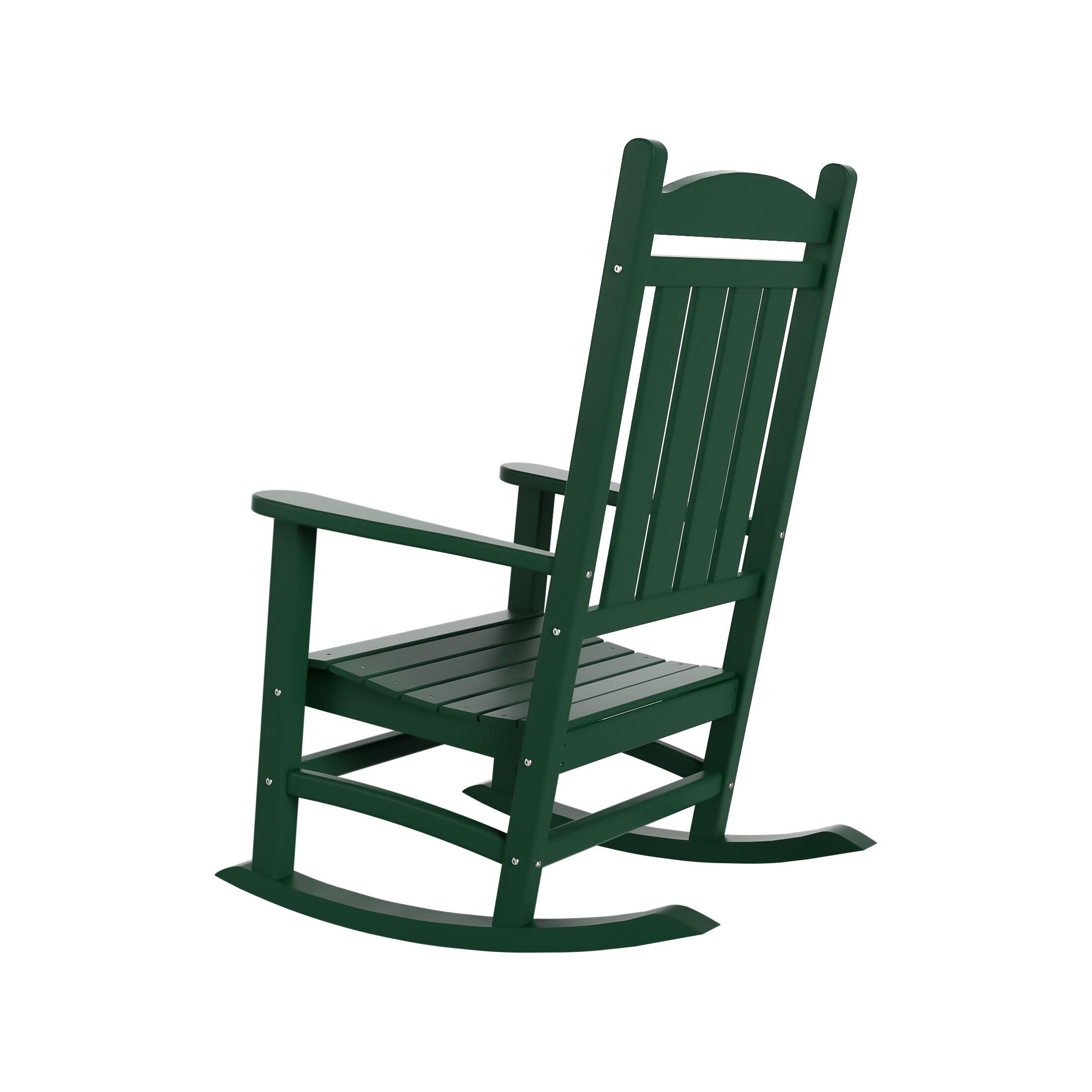 Polytrends  Laguna Traditional Poly Eco-Friendly Weather-Resistant Rocking Chair Dark Green