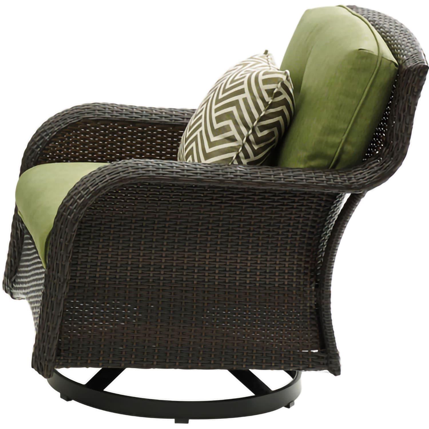Hanover Strathmere 4-Piece Wicker and Steel Outdoor Conversation Set, Cilantro Green