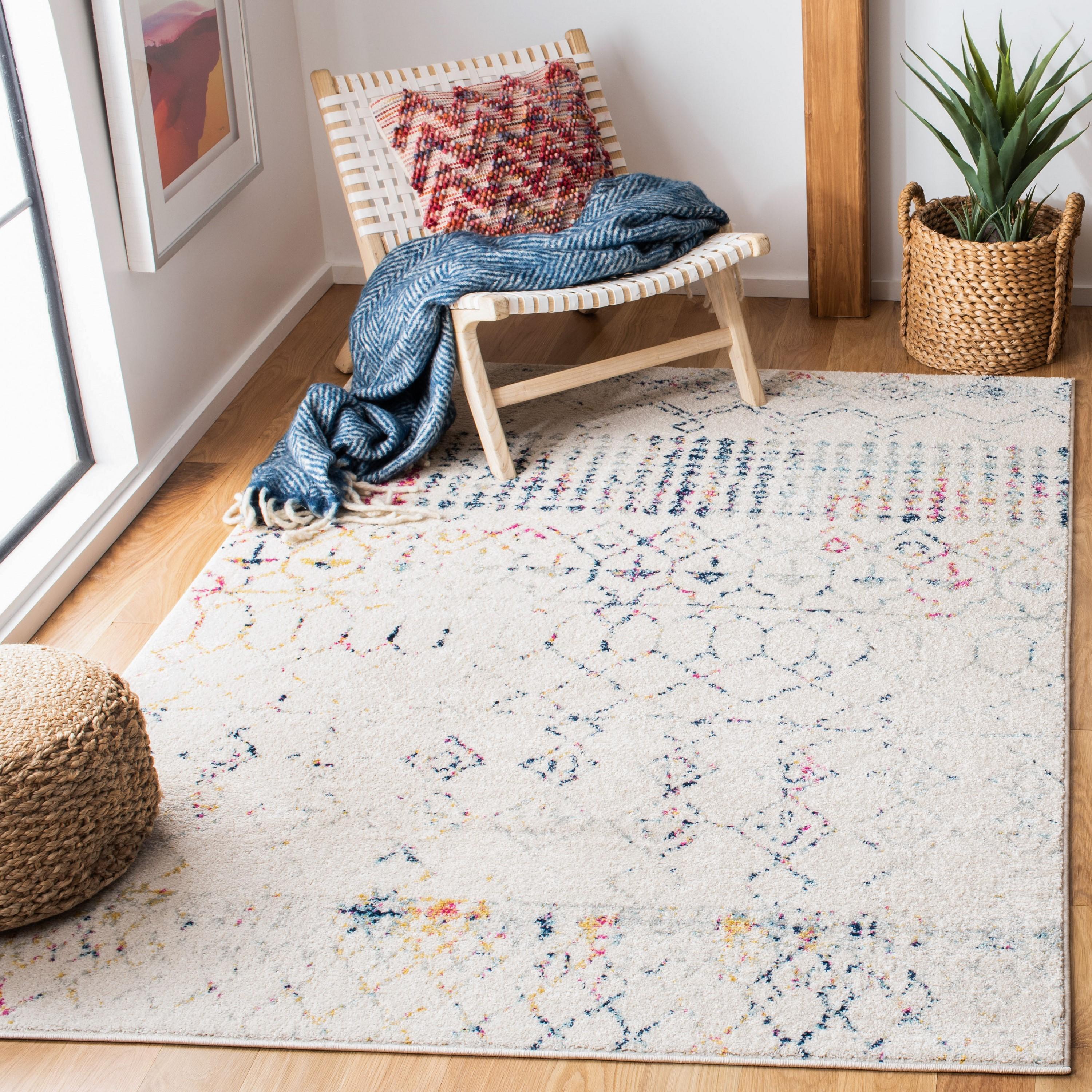 Tulum TUL229 Power Loomed Area Rug - Ivory/Blue - 5'x5' - Safavieh.