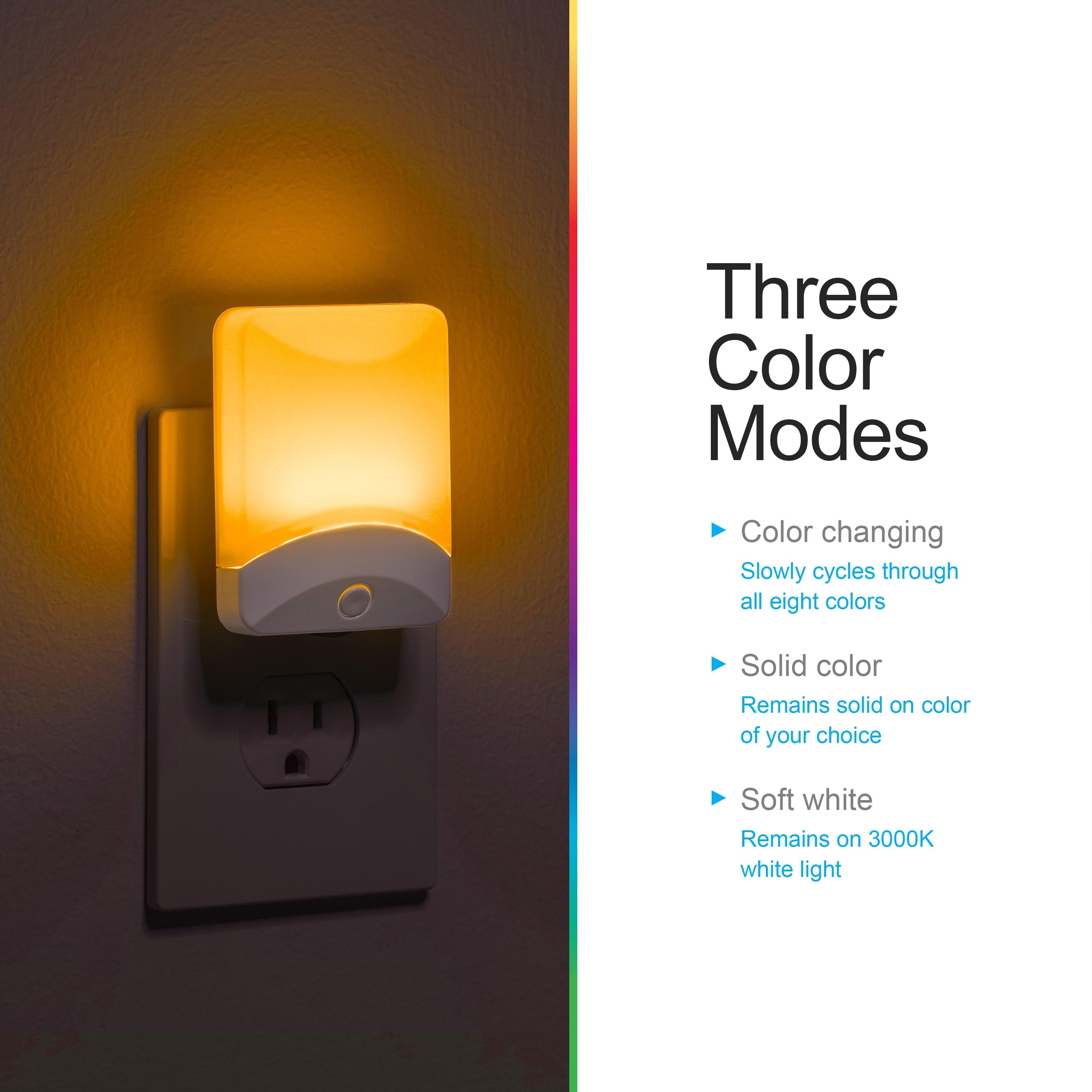 GE Color-Changing LED Night Light, White, 34693
