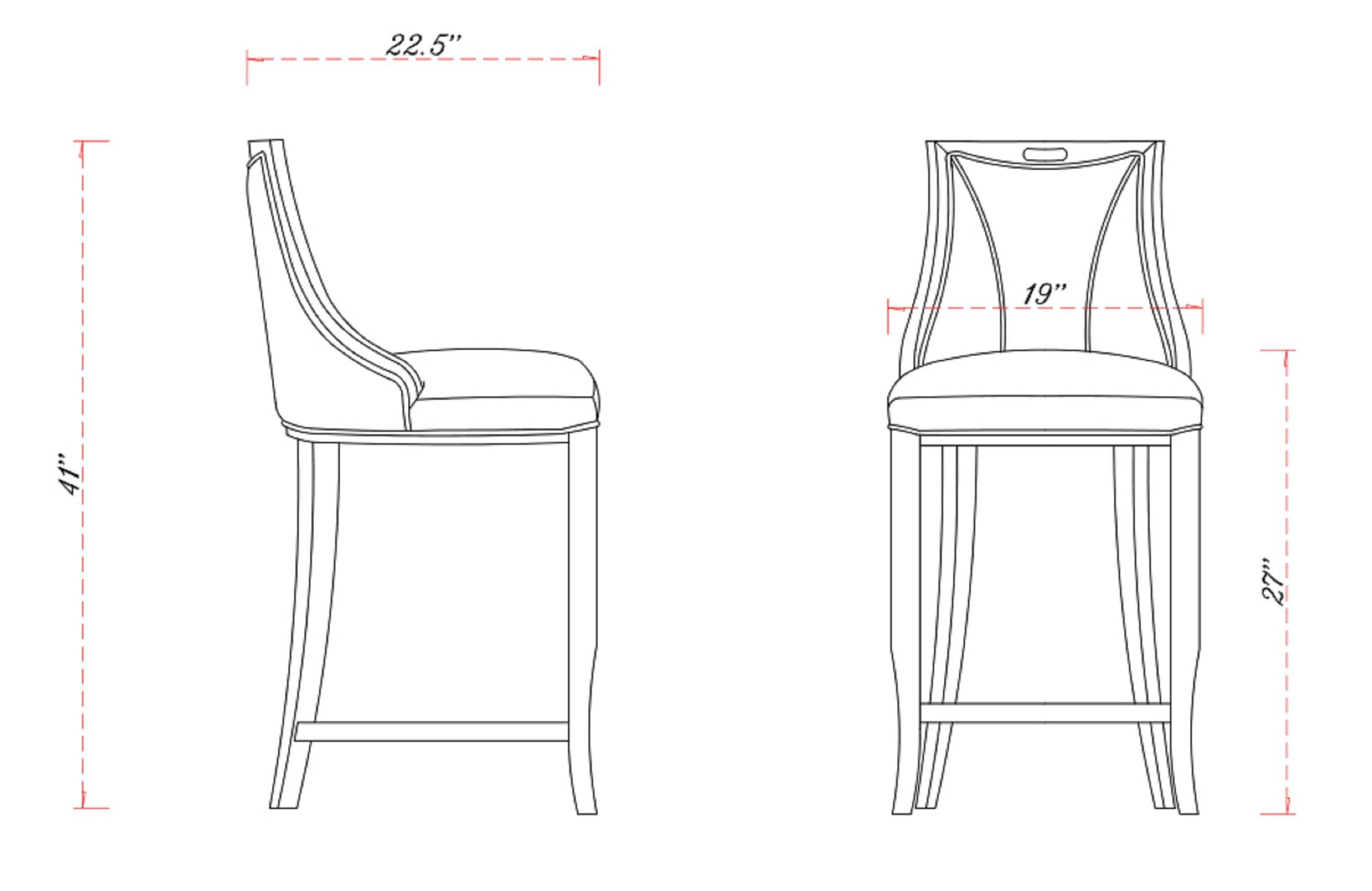 Emperor Upholstered Beech Wood Barstool Pearl White - Manhattan Comfort: Faux Leather, Fixed Height, No Assembly Required