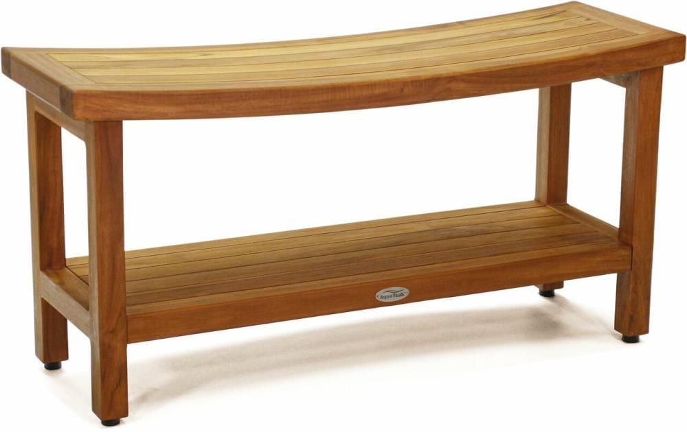 AquaTeak Patented Sumba Teak Shower Bench with Shelf Teak Oil - 36" with Shelf