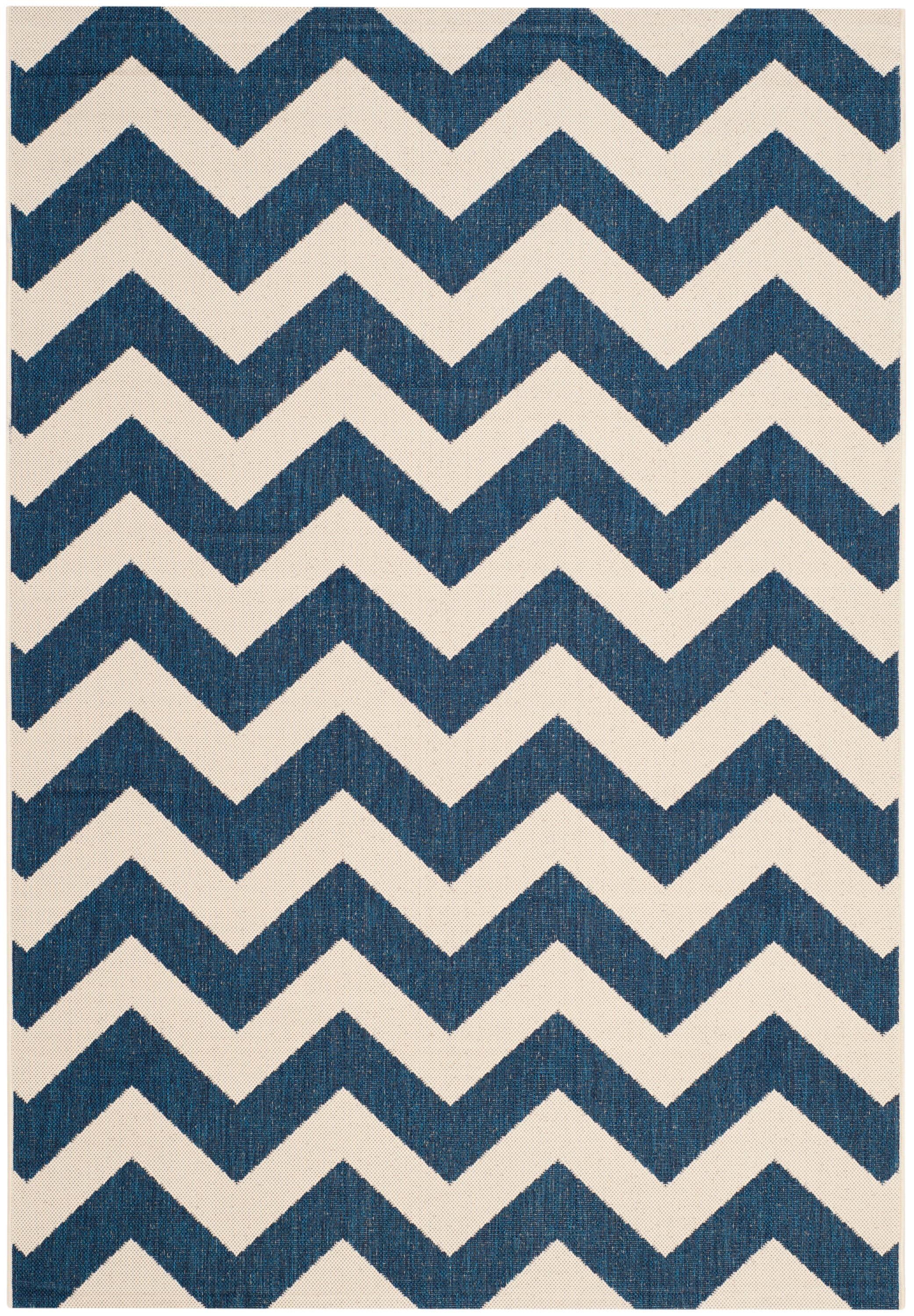 Courtyard CY6244 Power Loomed Indoor and Outdoor Area Rug - Navy/Beige - 4'x5'7" - Safavieh