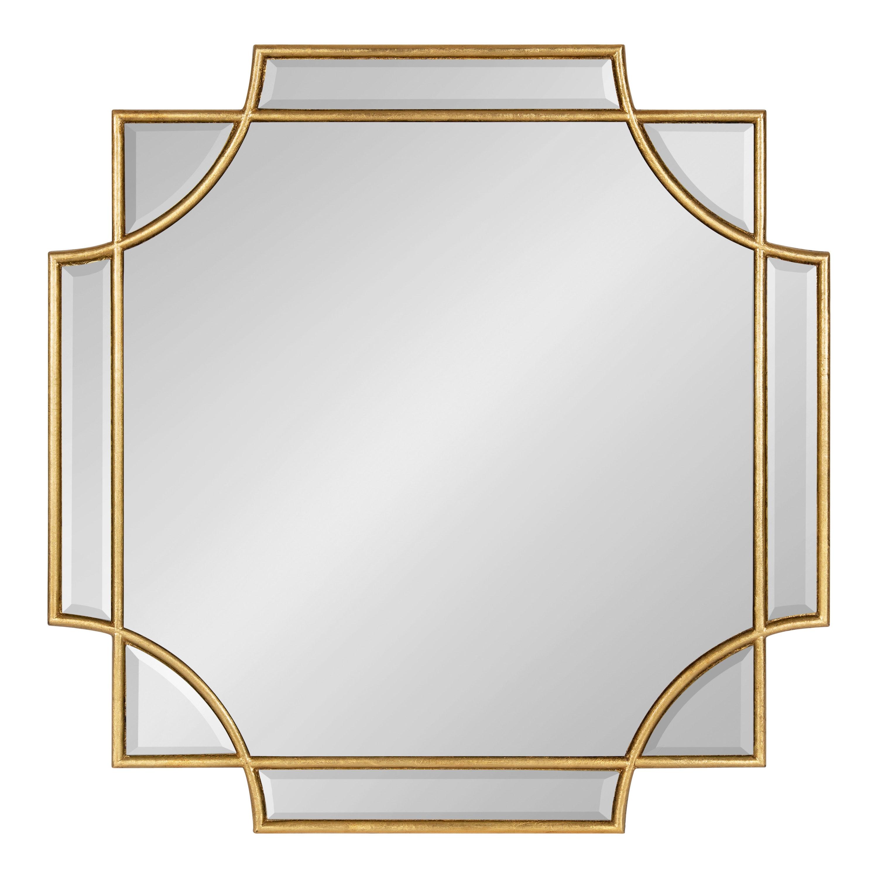 Kate and Laurel Minuette Glam Square Wall Mirror, 24" x 24", Gold, Elegant Traditional Home Decor With A Boho Charm