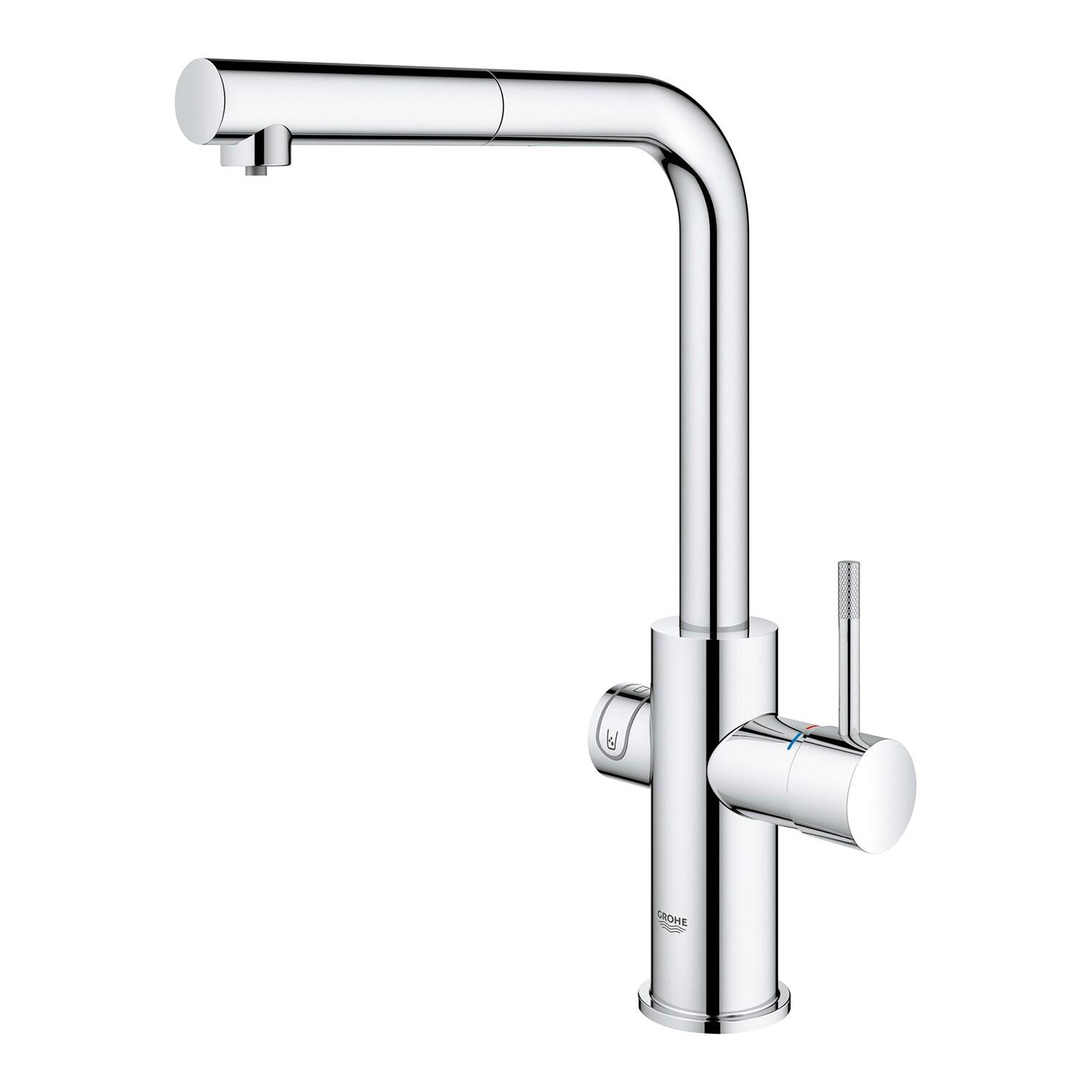 Blue Pull Out Single Handle Kitchen Faucet with Accessories