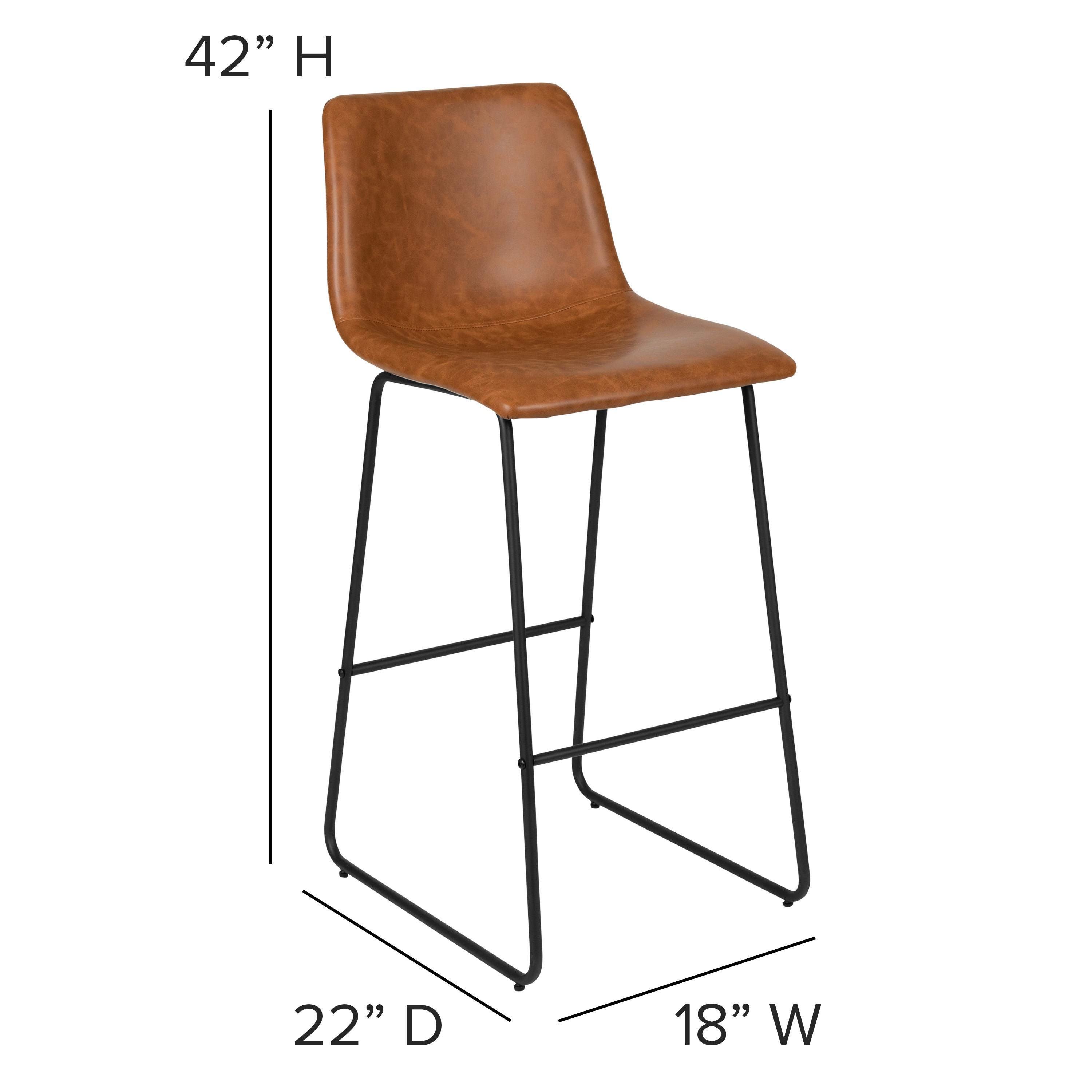 Flash Furniture 30 inch LeatherSoft Bar Height Barstools in Light Brown, Set of 2