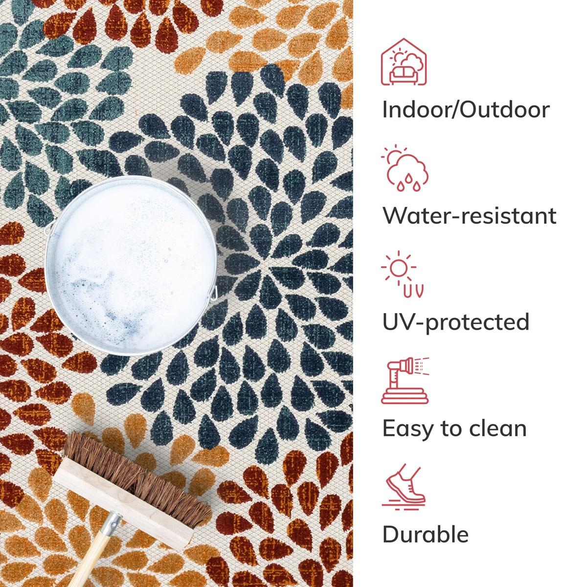 Well Woven Dorado Senna Modern Floral Ivory Indoor/ Outdoor High-Low Pile 2'7" x 9'10" Runner Rug