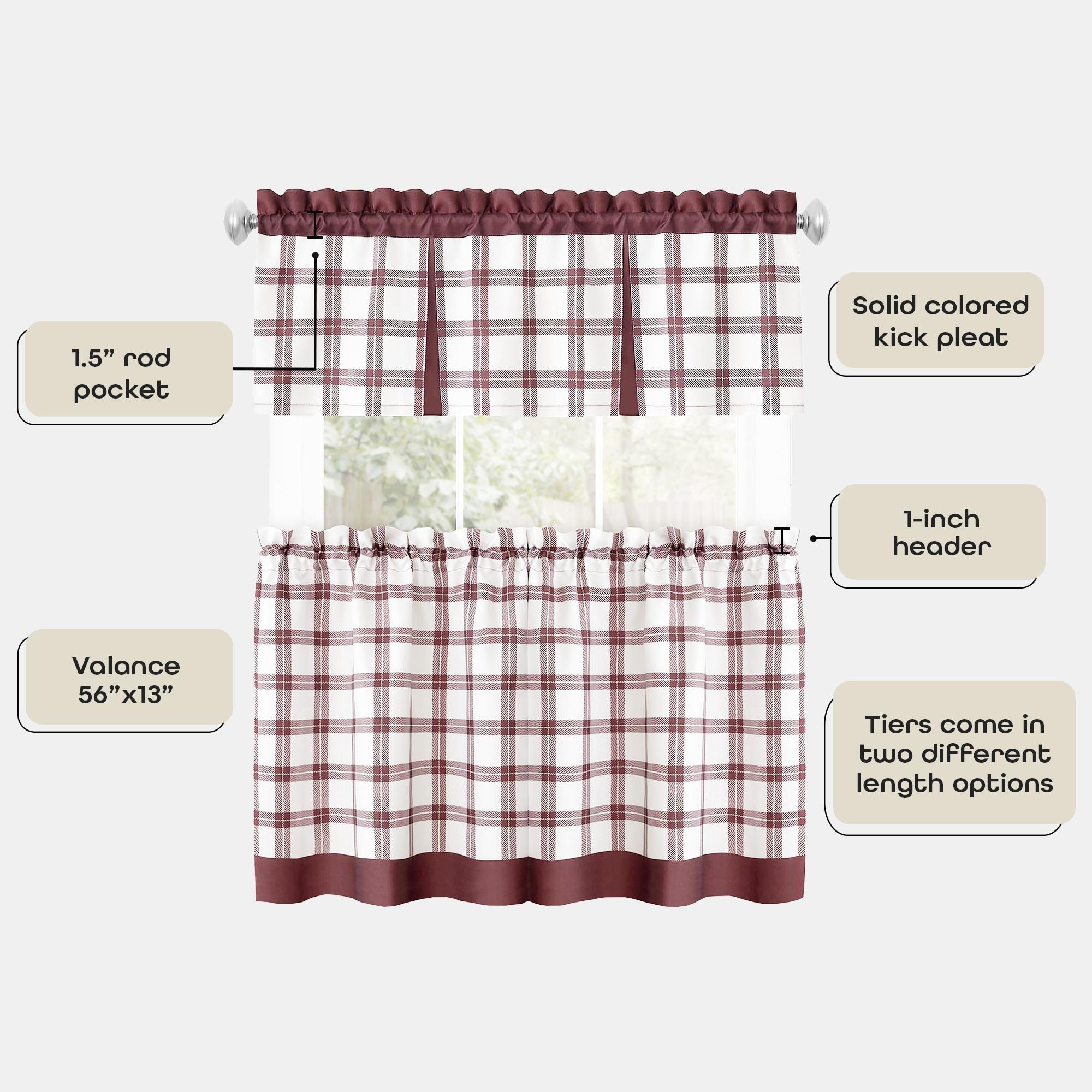 Achim Importing Co Plaid Tailored 58'' W Kitchen Curtain