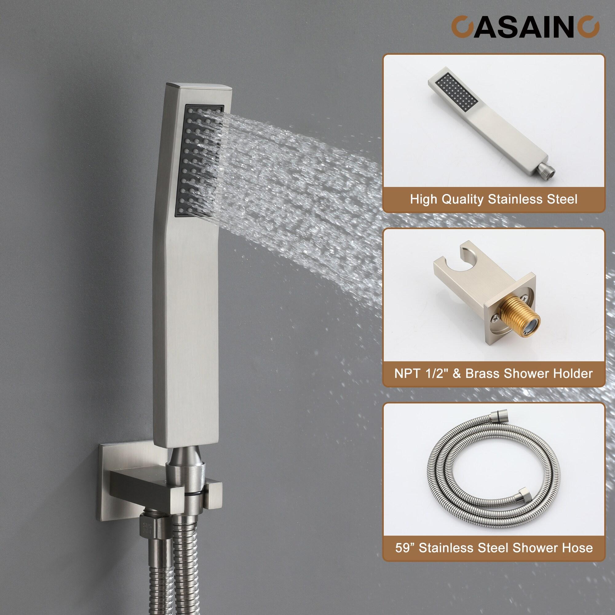 CASAINC Single Handle Thermostatic 4-function Shower Faucet Dual Showerhead