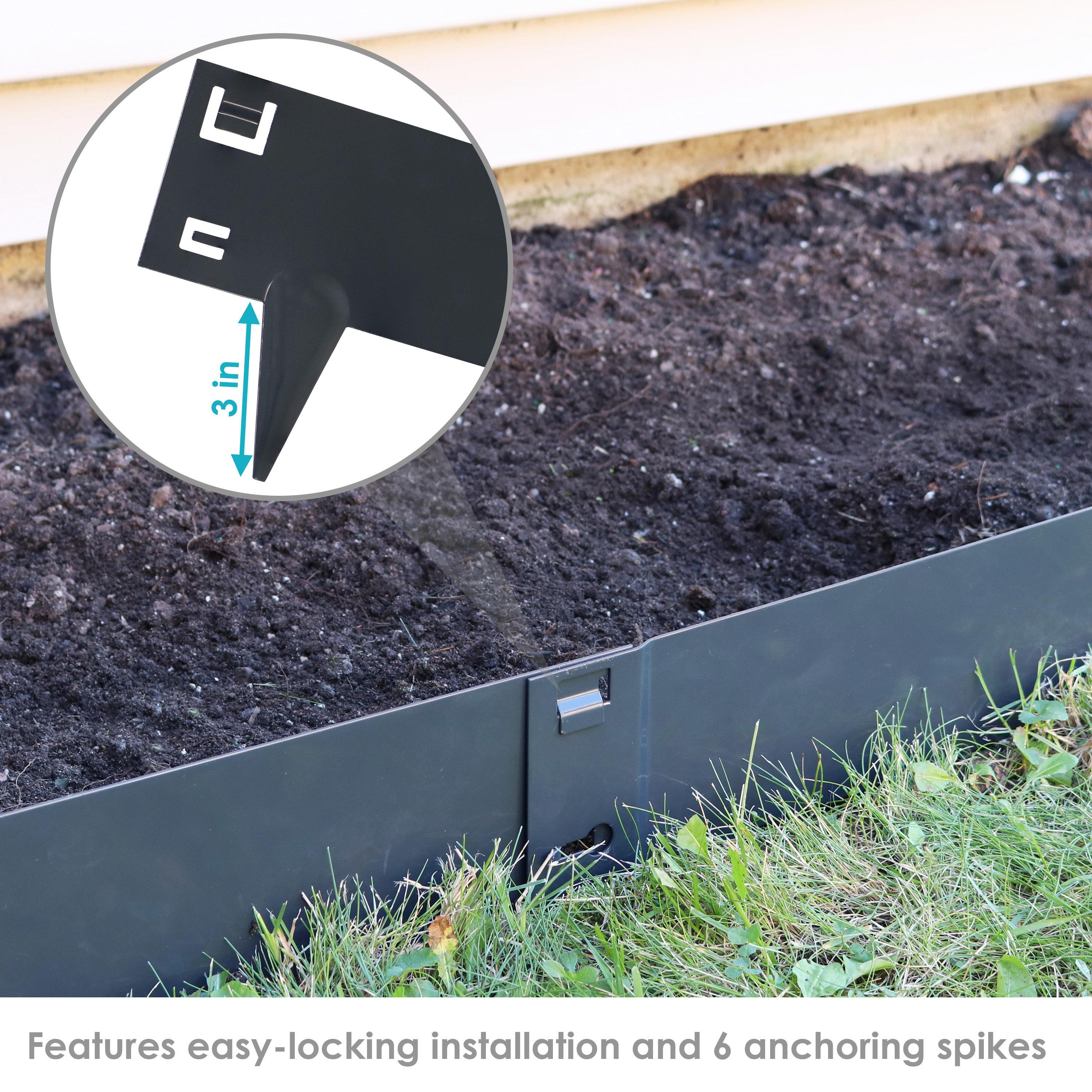 Sunnydaze Outdoor Lawn and Garden Heavy-Duty Steel Metal Flexible Landscape Edging Borders - 16' - Gray - 5pk