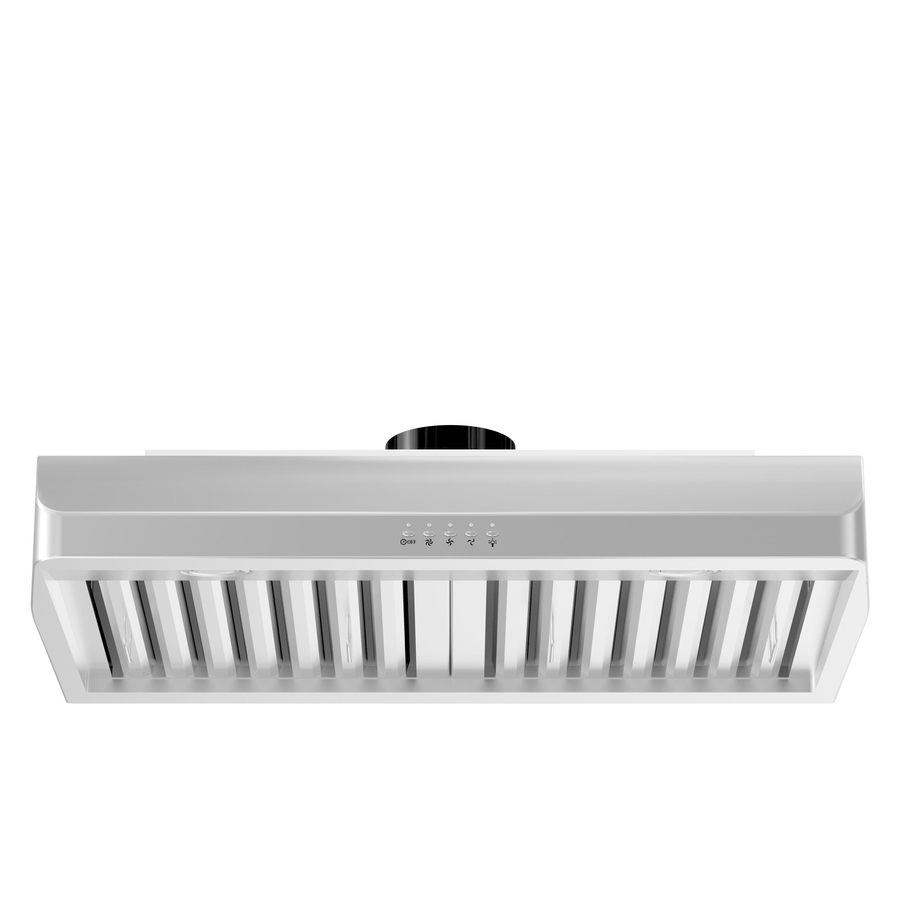 36" 600 CFM Ducted Under Cabinet Range Hood in Brushed Stainless Steel