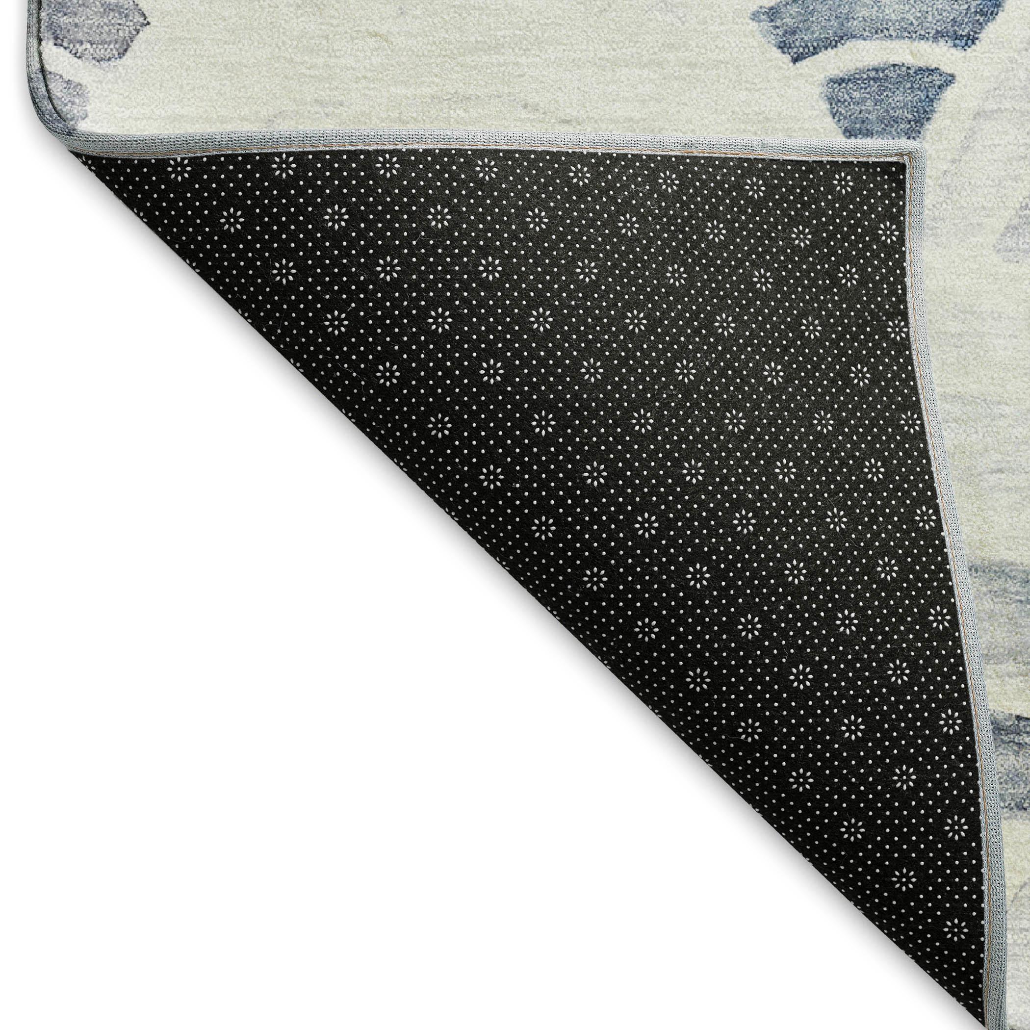 Blue Rectangular Washable Synthetic Rug 2'6" x 3'10"