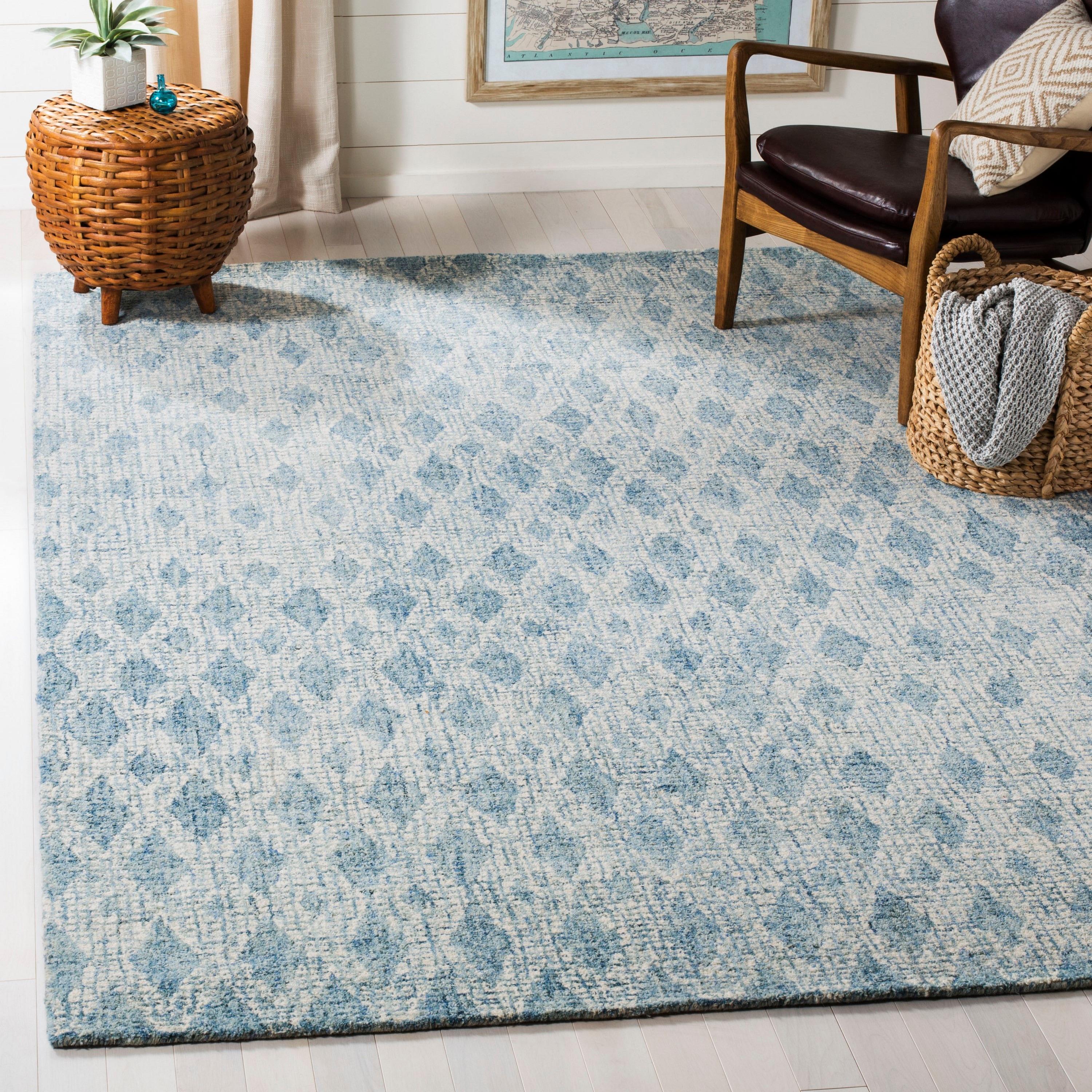 Abstract ABT206 Hand Tufted Area Rug - Ivory/Blue - 6'x9' - Safavieh.