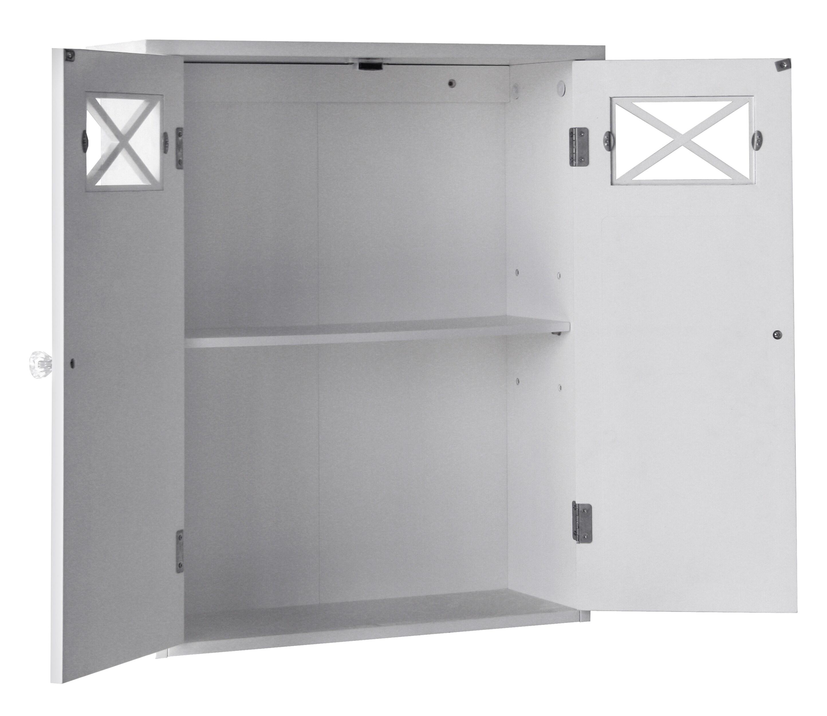 Dawson Two Doors Wall Cabinet White - Elegant Home Fashions: Traditional Style, Semi-Gloss Finish, Bathroom Storage
