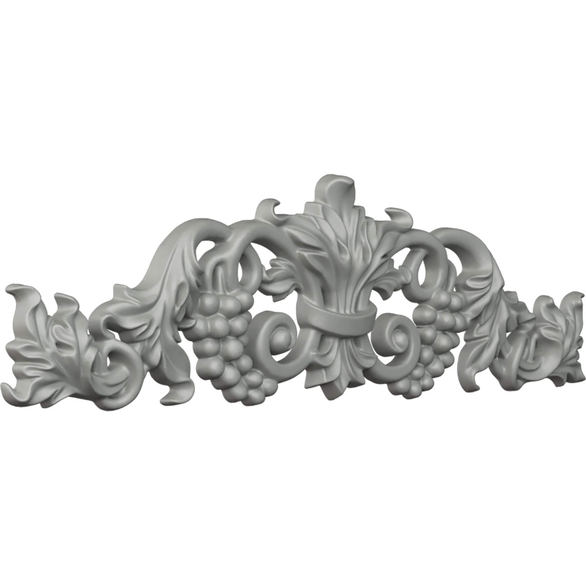 Ekena Millwork 19 1/4"W x 5 3/8"H x 7/8"P Small Grape and Leaf Center with Scrolls Onlay